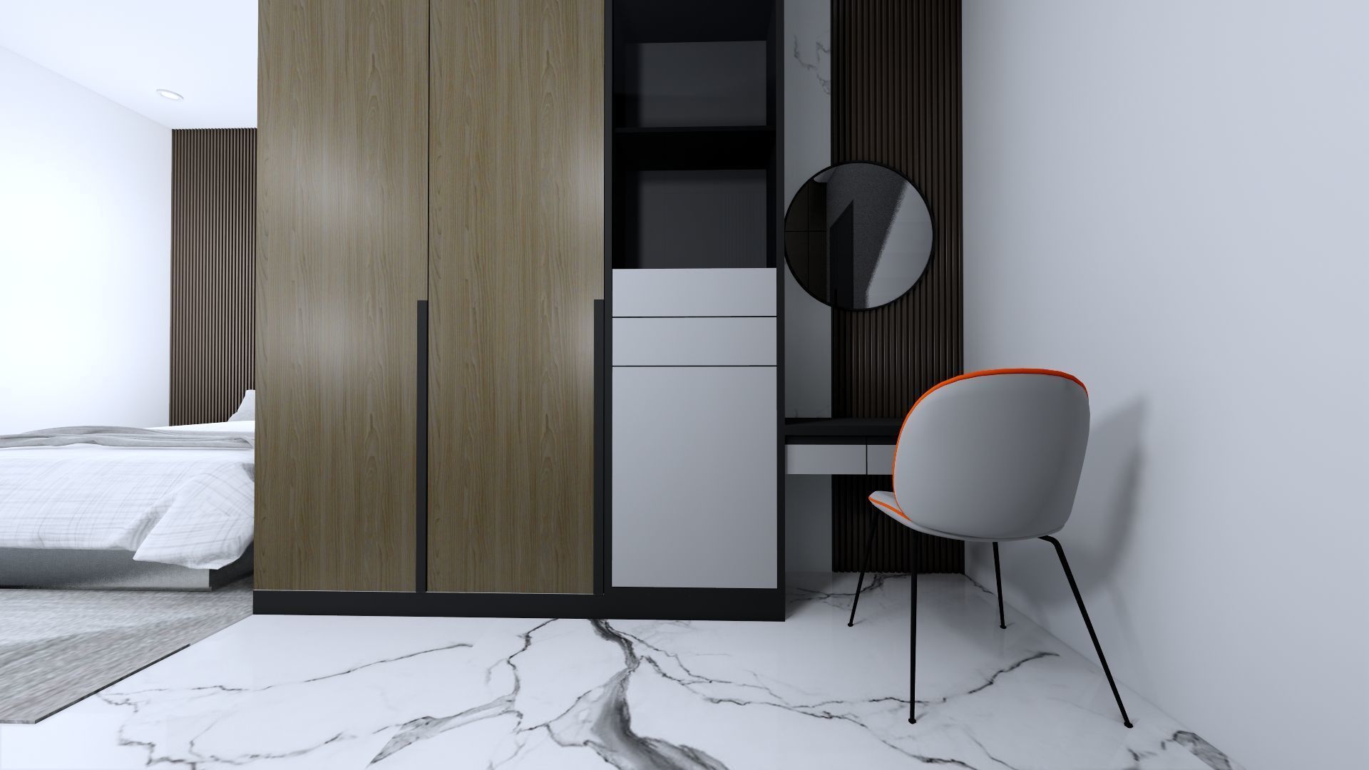 Luxury 2 floor House design with wooden House for reception 3D model_34