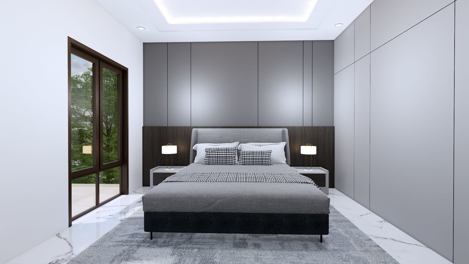 Luxury 2 floor House design with wooden House for reception 3D model_121