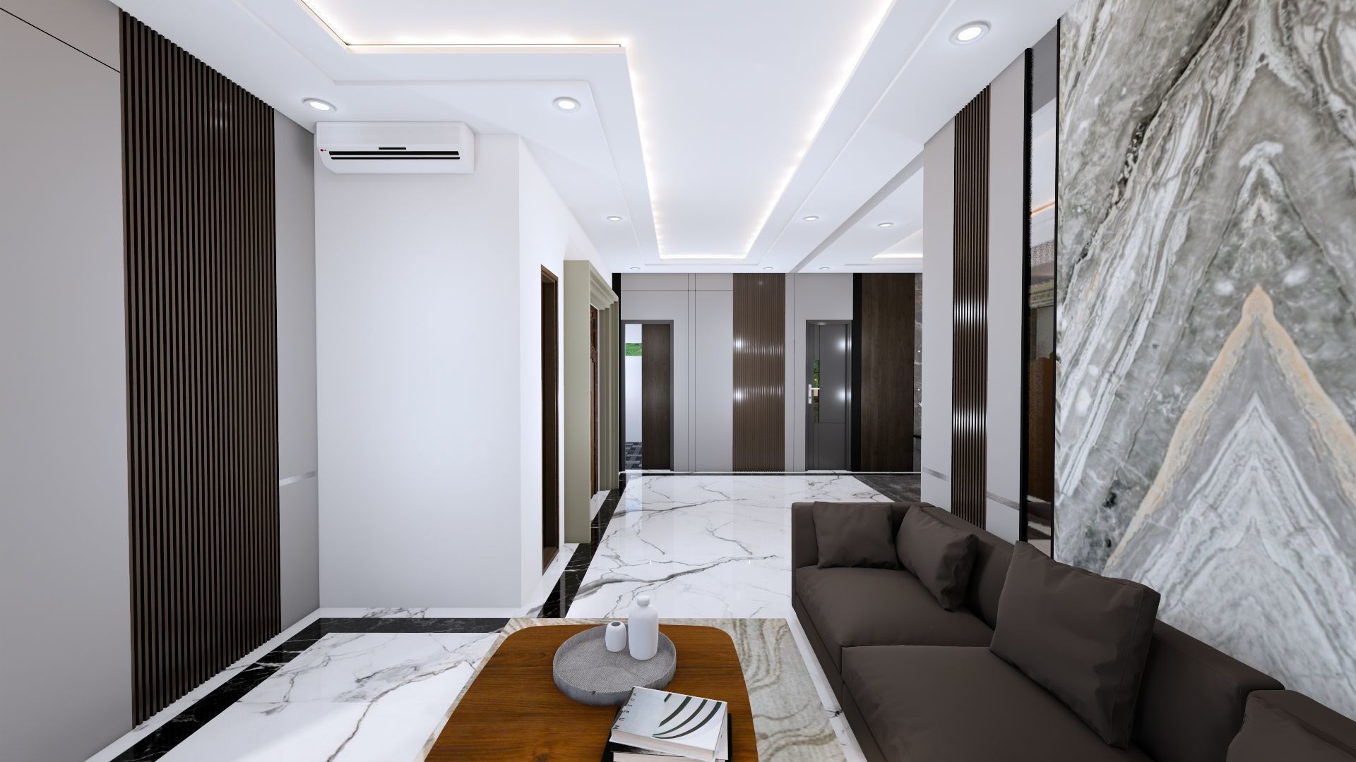 Luxury 2 floor House design with wooden House for reception 3D model_59