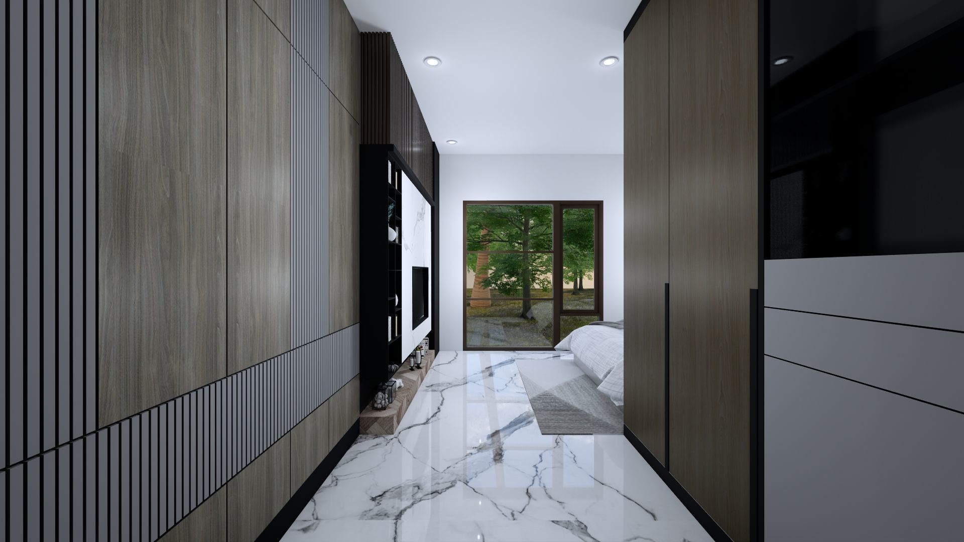 Luxury 2 floor House design with wooden House for reception 3D model_32