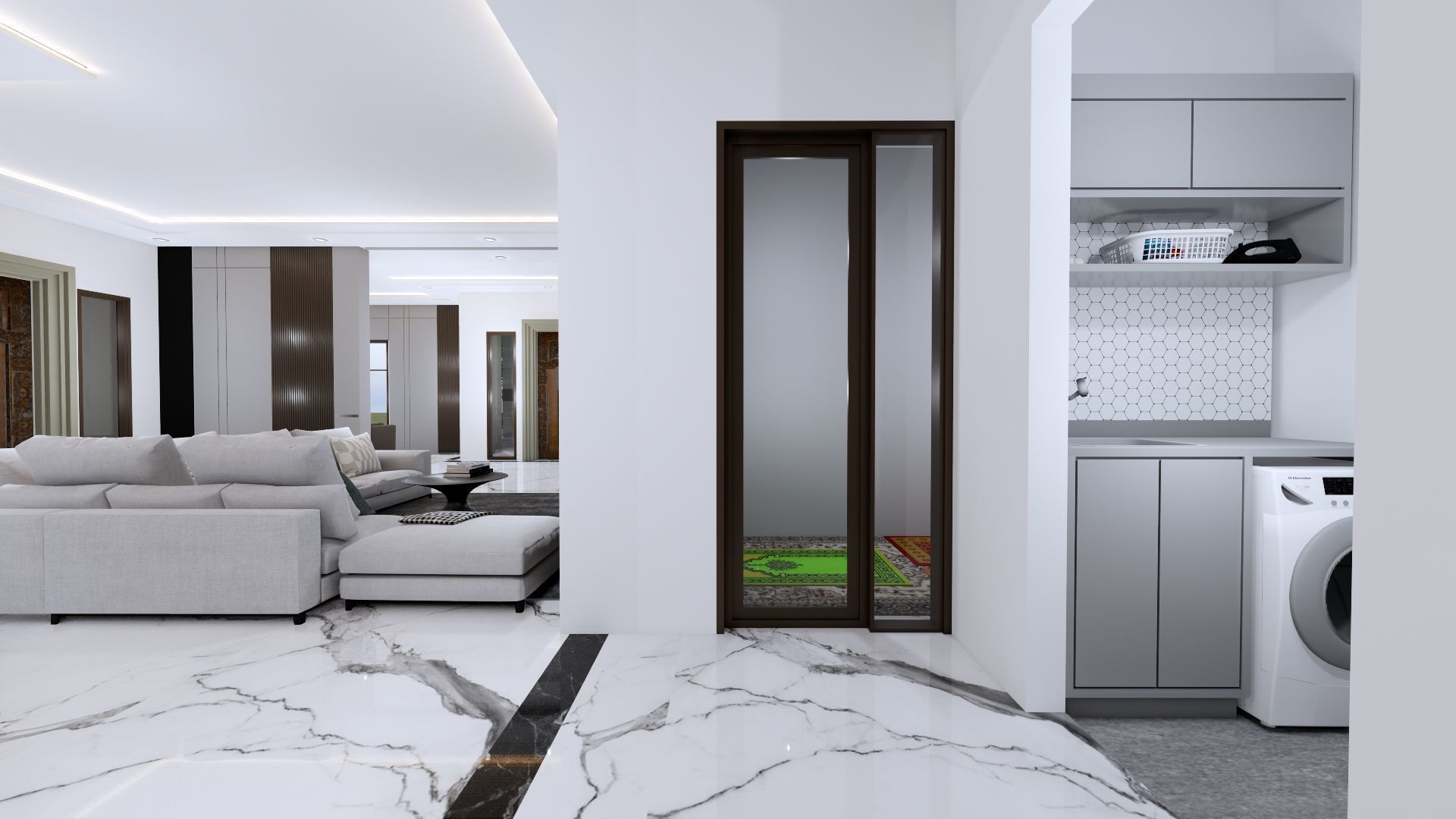 Luxury 2 floor House design with wooden House for reception 3D model_50