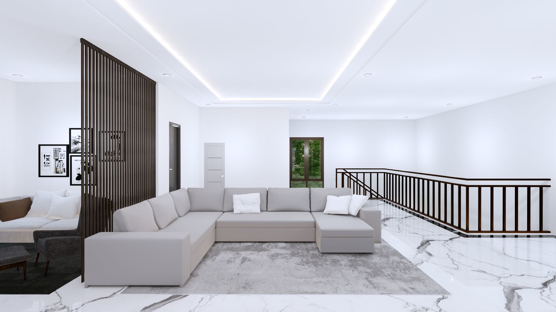 Luxury 2 floor House design with wooden House for reception 3D model_108