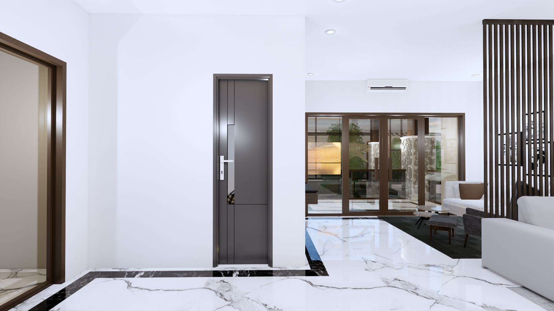 Luxury 2 floor House design with wooden House for reception 3D model_114