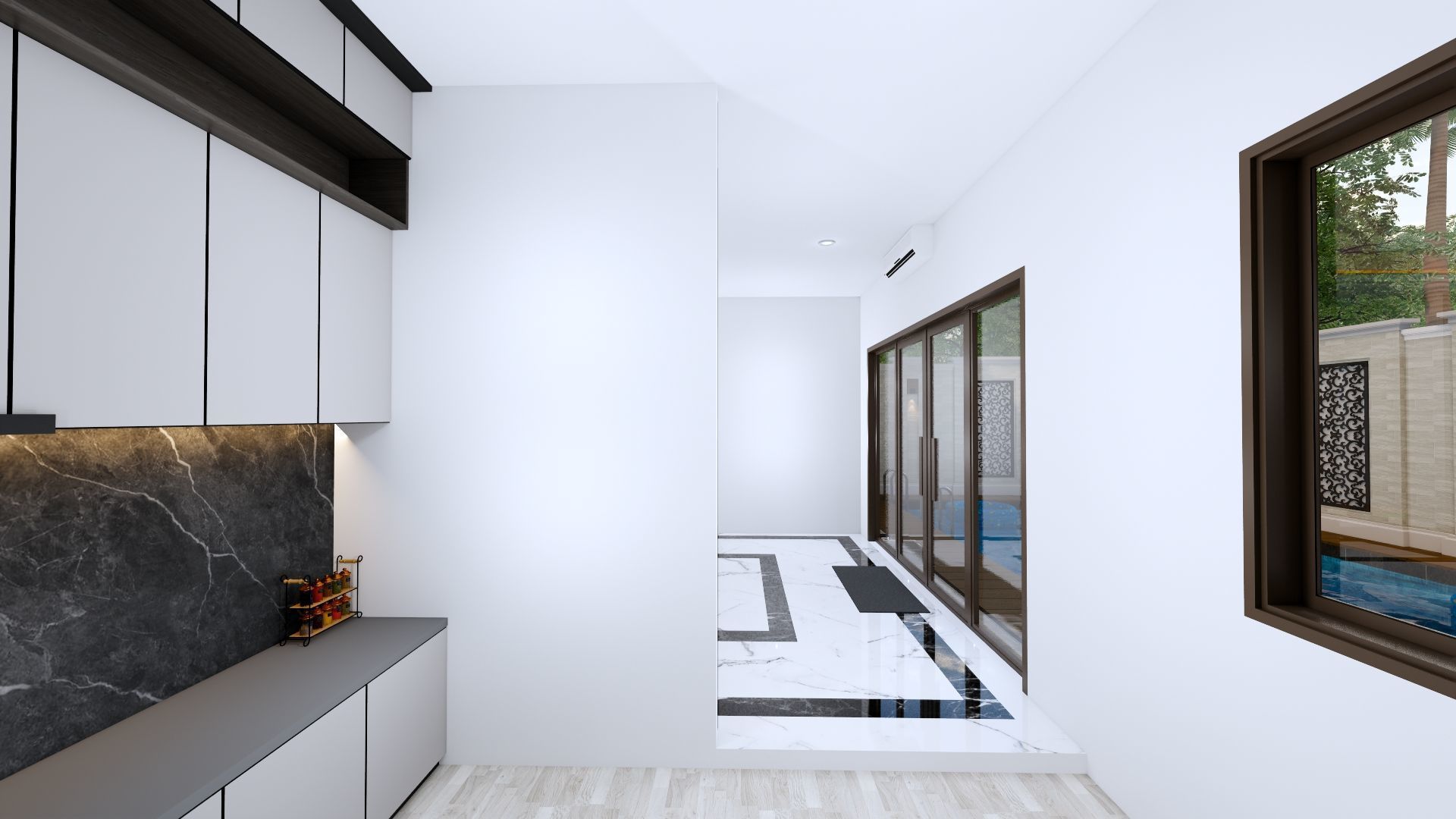 Luxury 2 floor House design with wooden House for reception 3D model_67