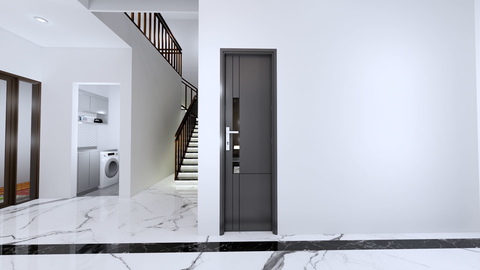 Luxury 2 floor House design with wooden House for reception 3D model_63