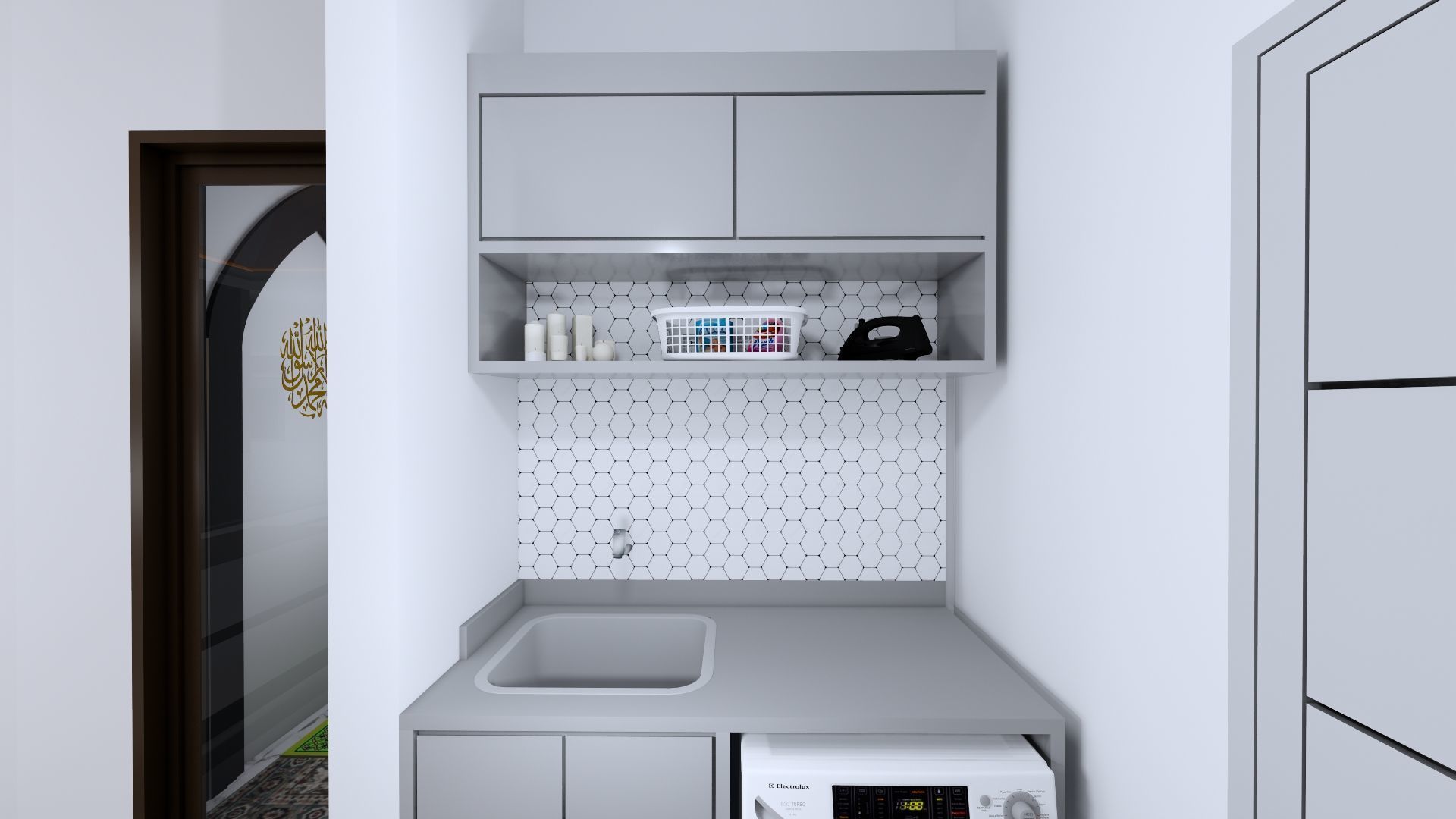 Luxury 2 floor House design with wooden House for reception 3D model_23