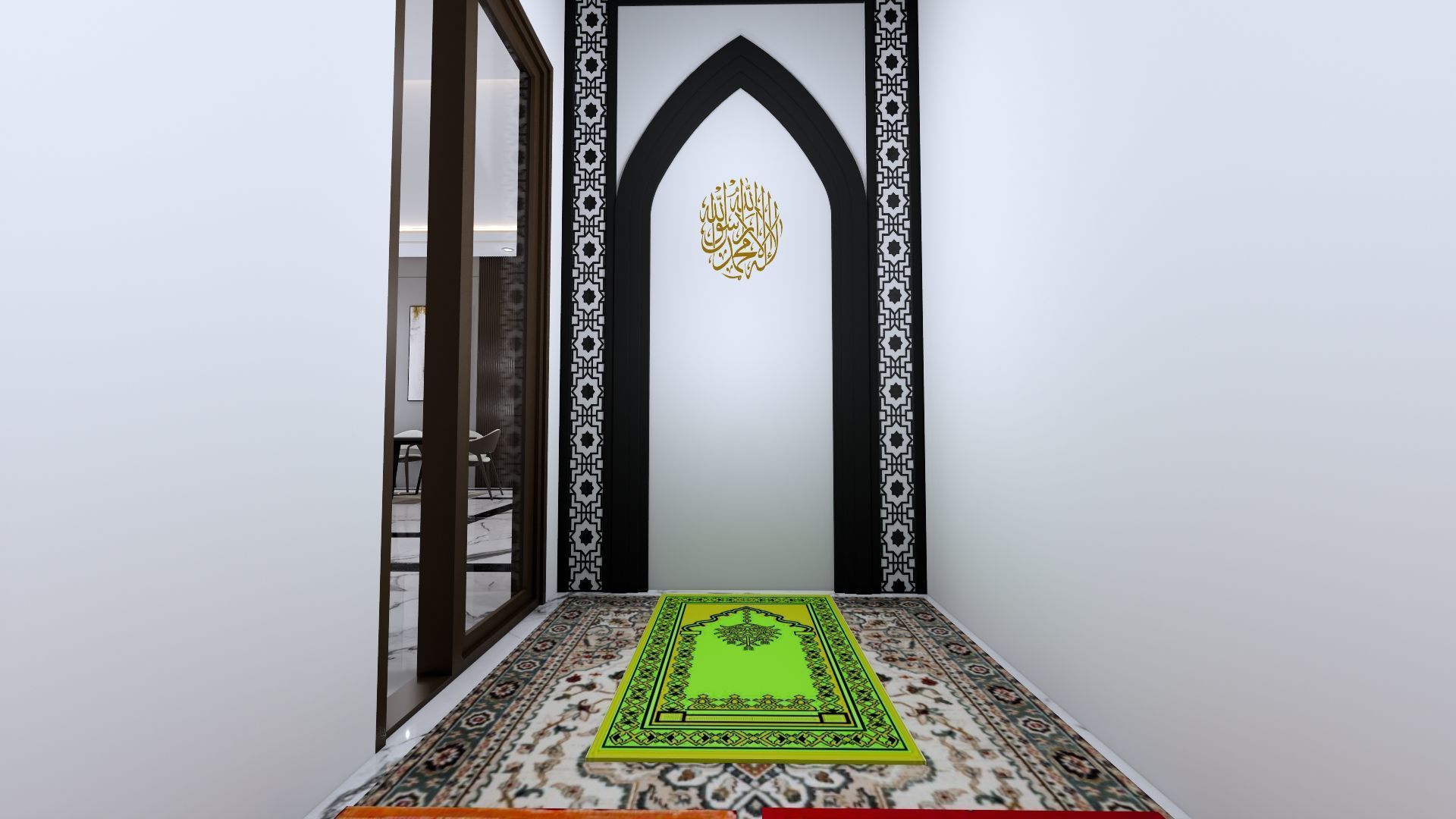 Luxury 2 floor House design with wooden House for reception 3D model_42