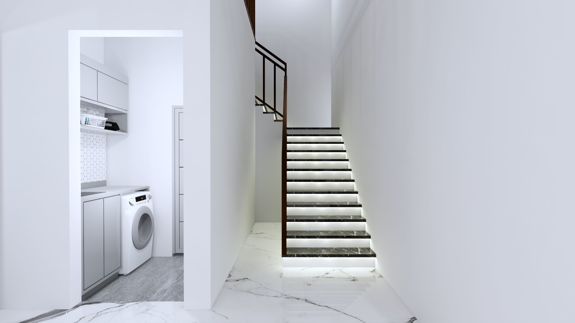 Luxury 2 floor House design with wooden House for reception 3D model_70