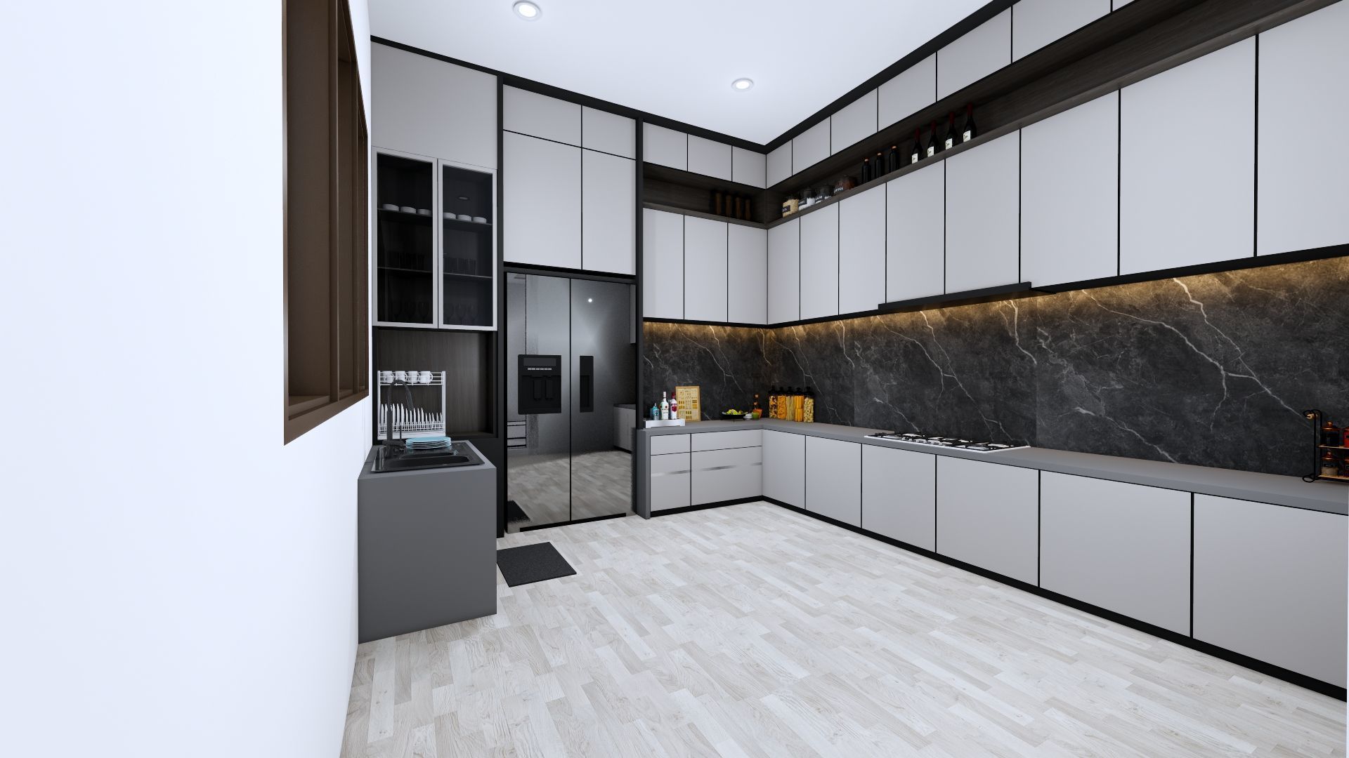 Luxury 2 floor House design with wooden House for reception 3D model_79