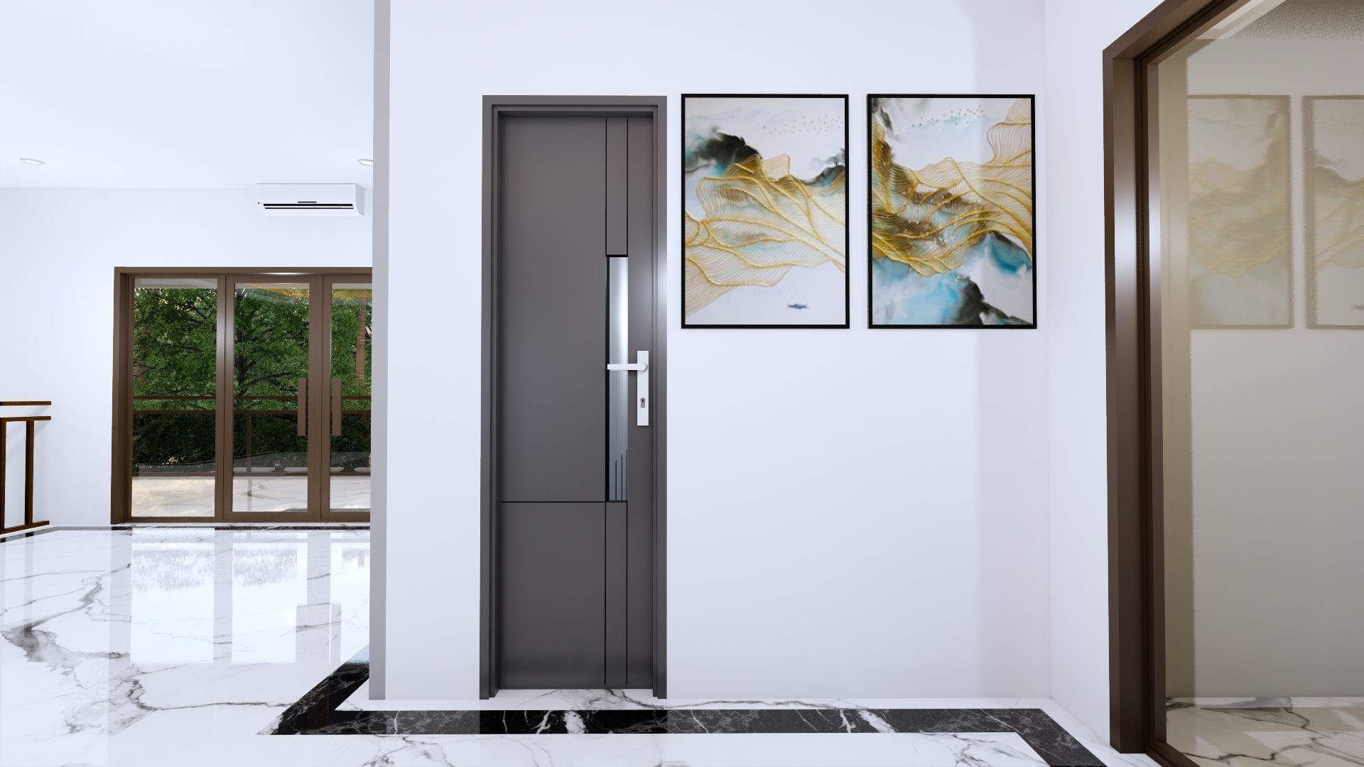 Luxury 2 floor House design with wooden House for reception 3D model_117