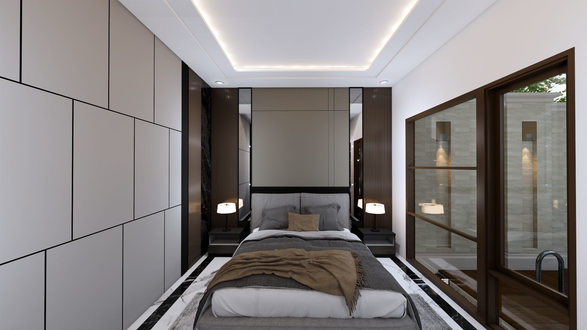 Luxury 2 floor House design with wooden House for reception 3D model_94