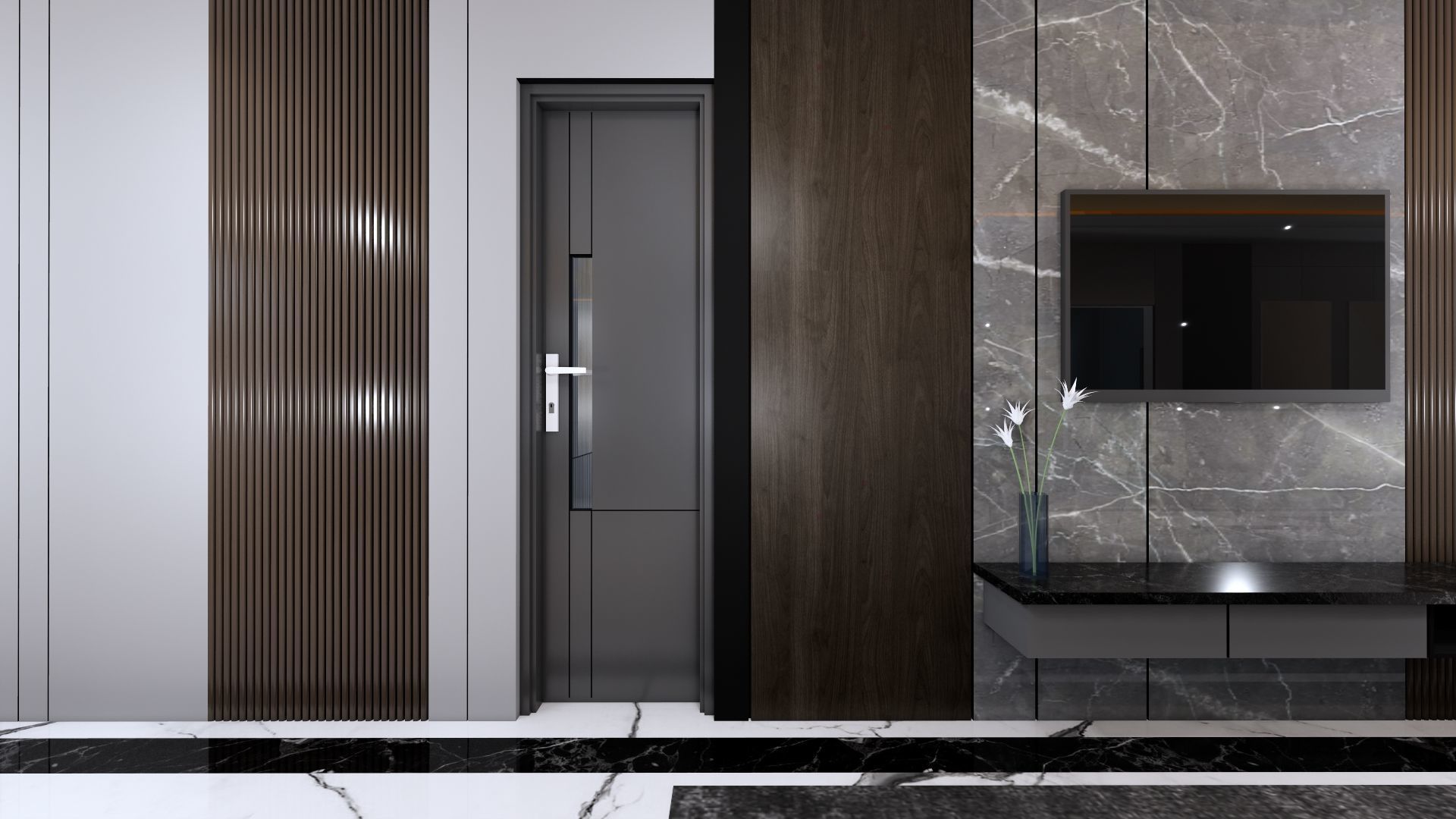 Luxury 2 floor House design with wooden House for reception 3D model_58