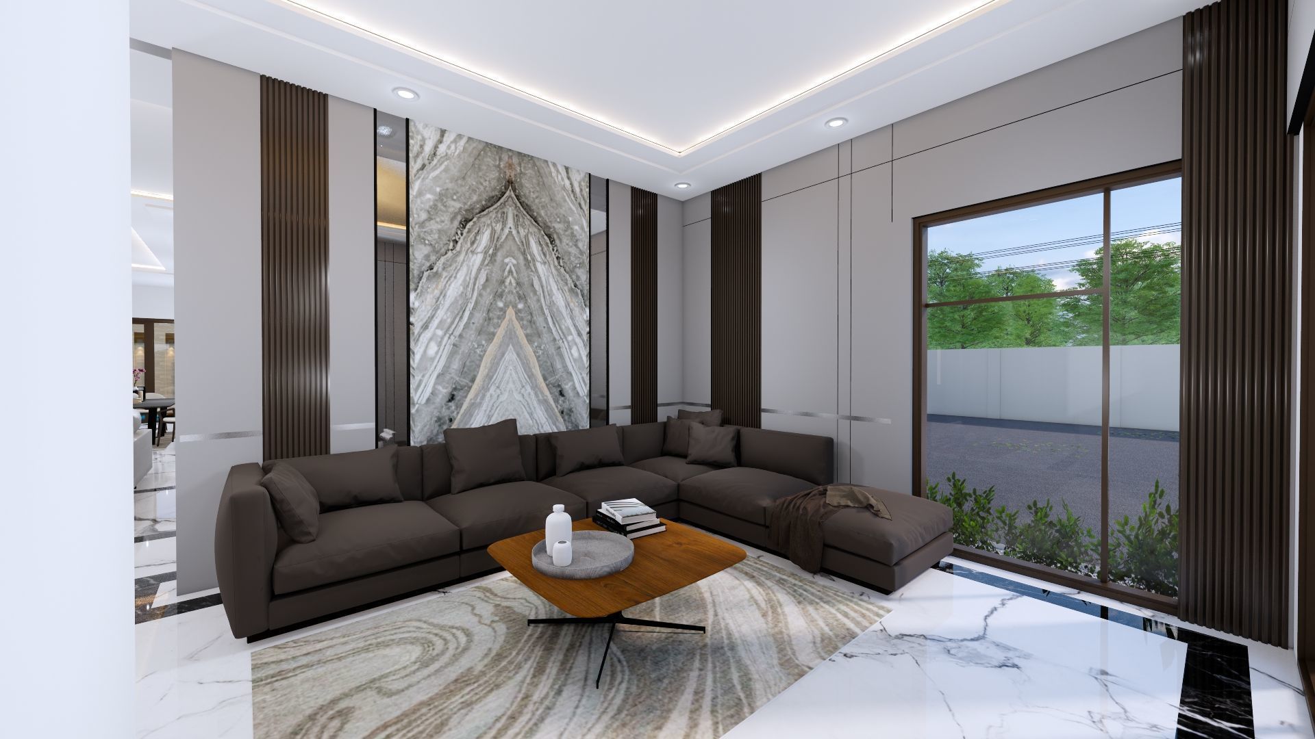 Luxury 2 floor House design with wooden House for reception 3D model_28