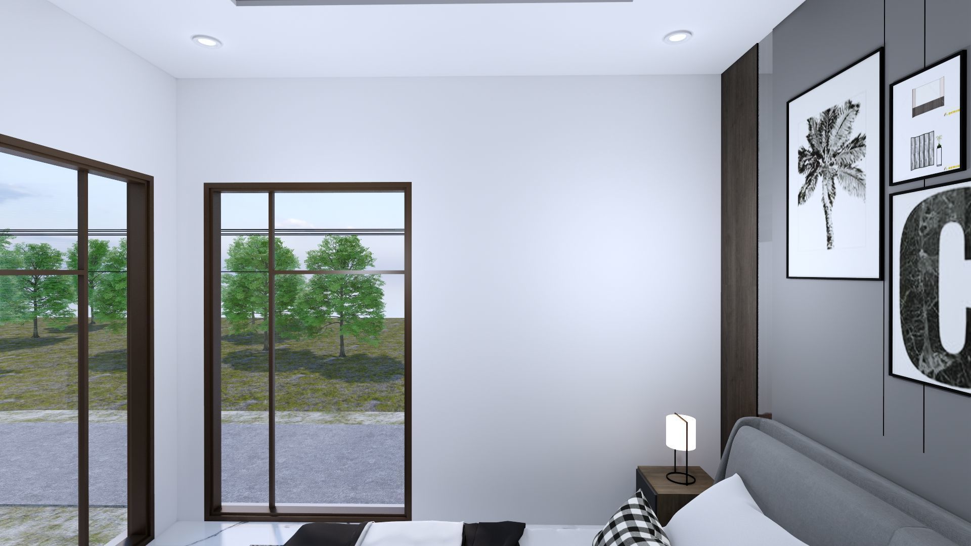 Luxury 2 floor House design with wooden House for reception 3D model_122