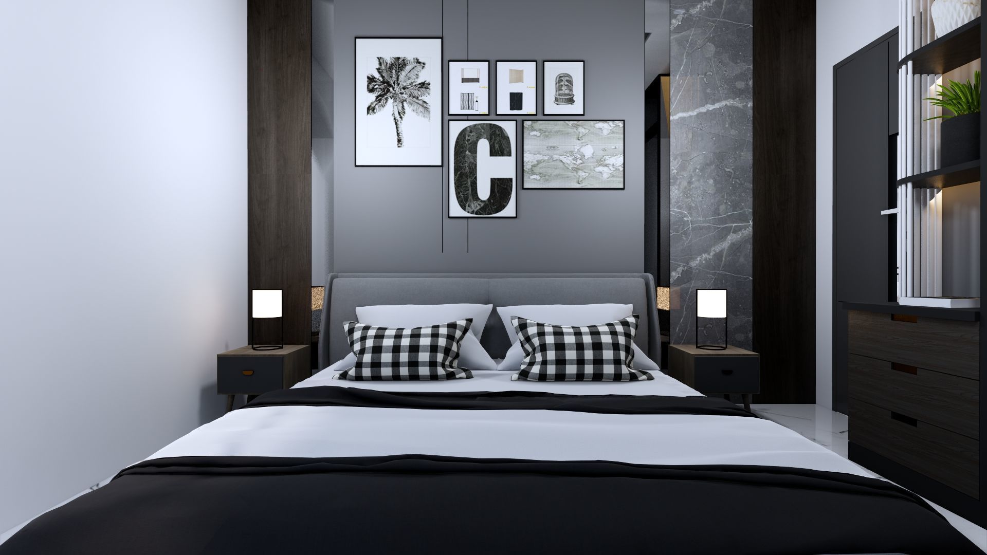 Luxury 2 floor House design with wooden House for reception 3D model_125