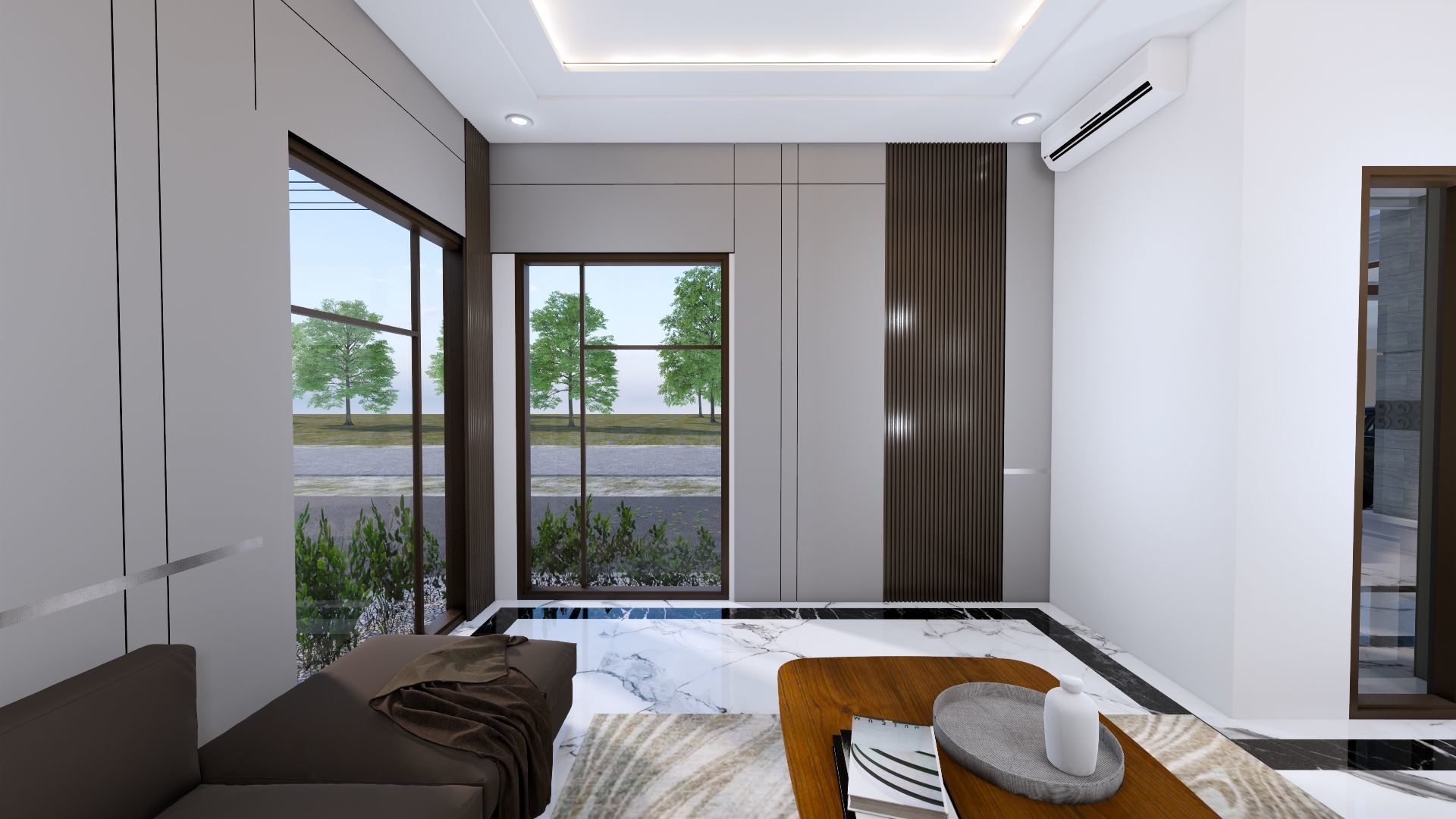 Luxury 2 floor House design with wooden House for reception 3D model_30