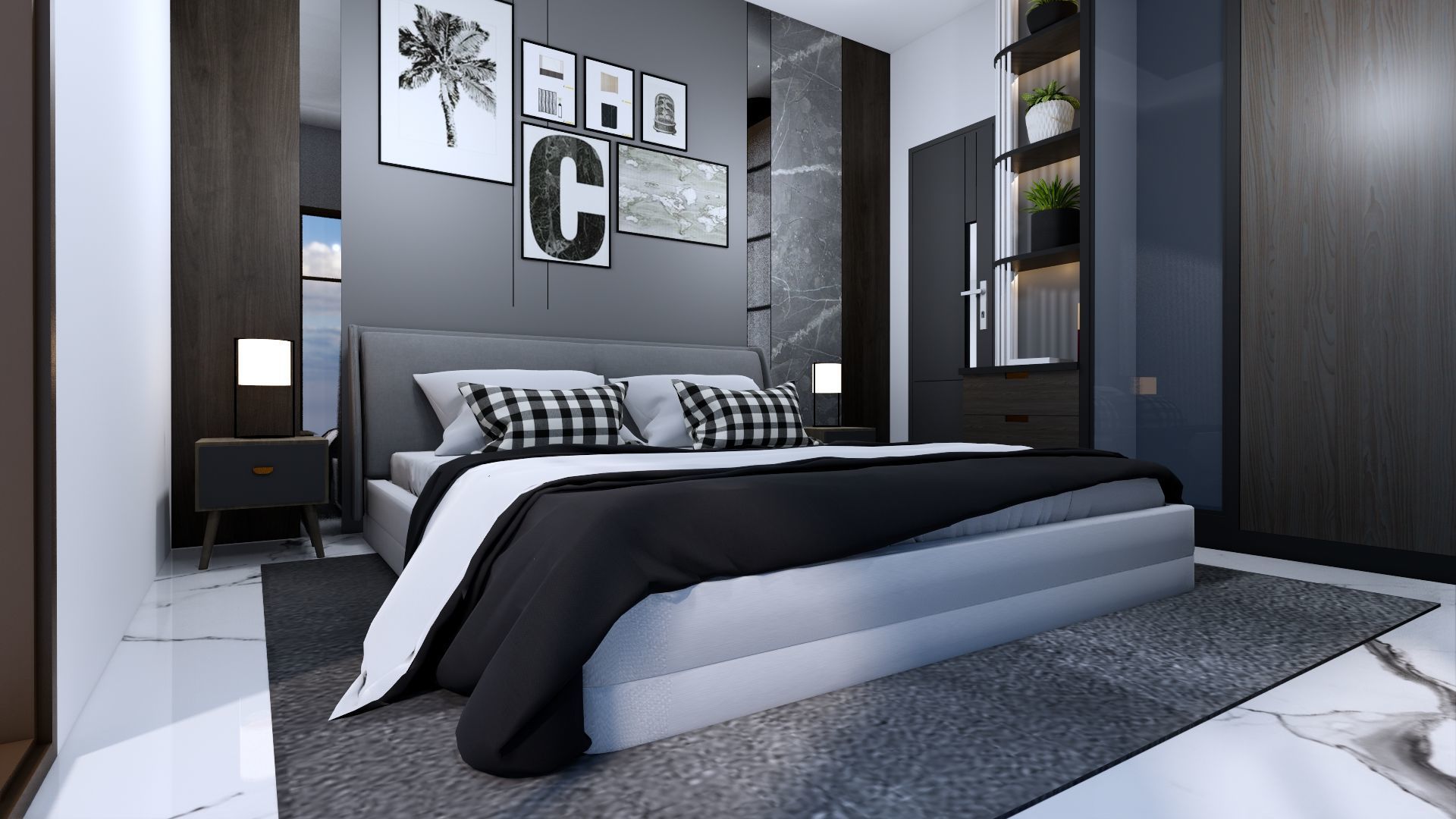 Luxury 2 floor House design with wooden House for reception 3D model_132