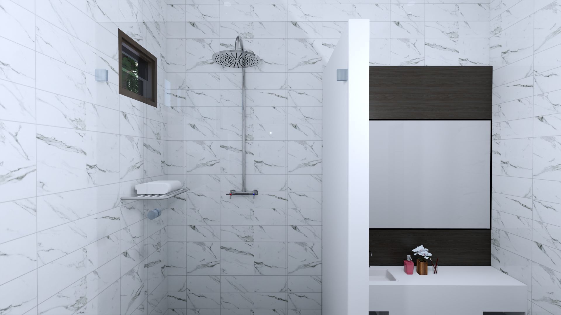 Luxury 2 floor House design with wooden House for reception 3D model_111