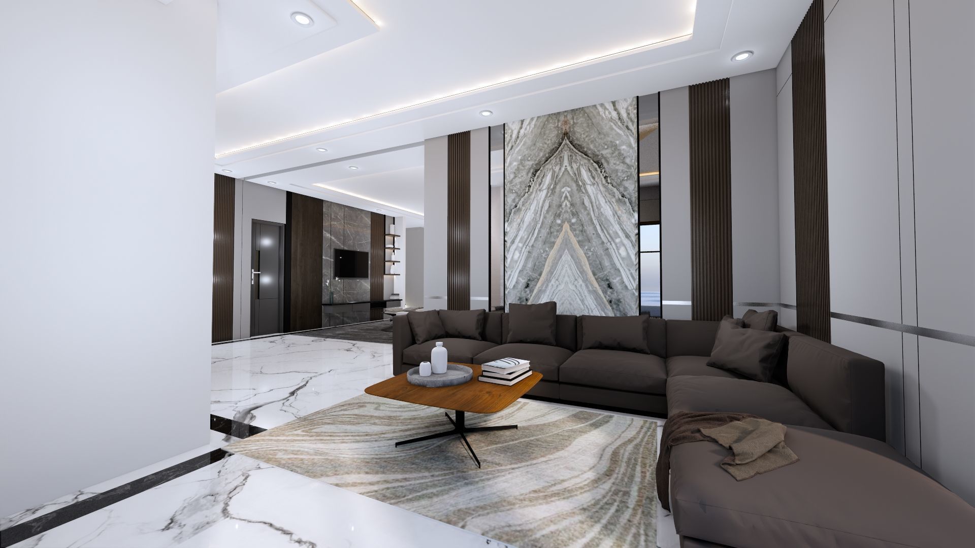 Luxury 2 floor House design with wooden House for reception 3D model_37