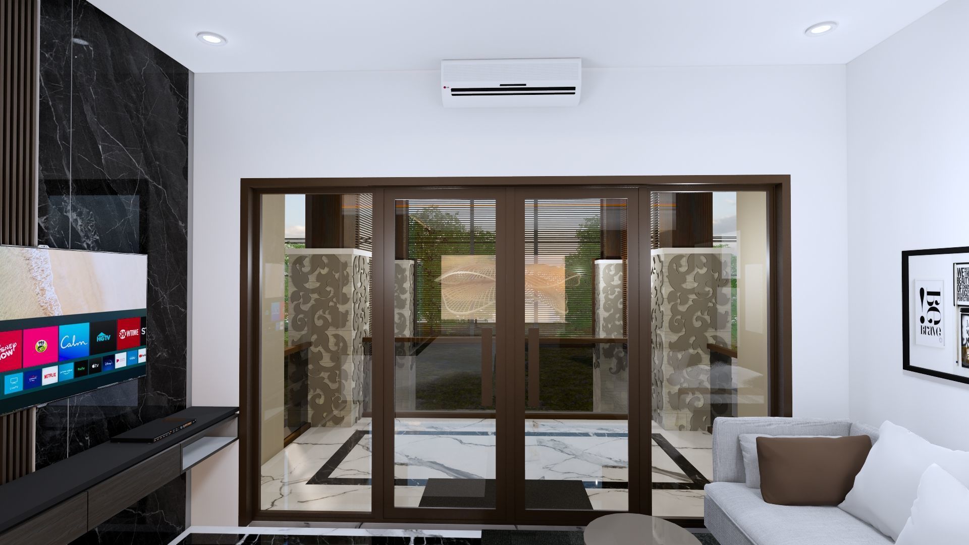 Luxury 2 floor House design with wooden House for reception 3D model_139