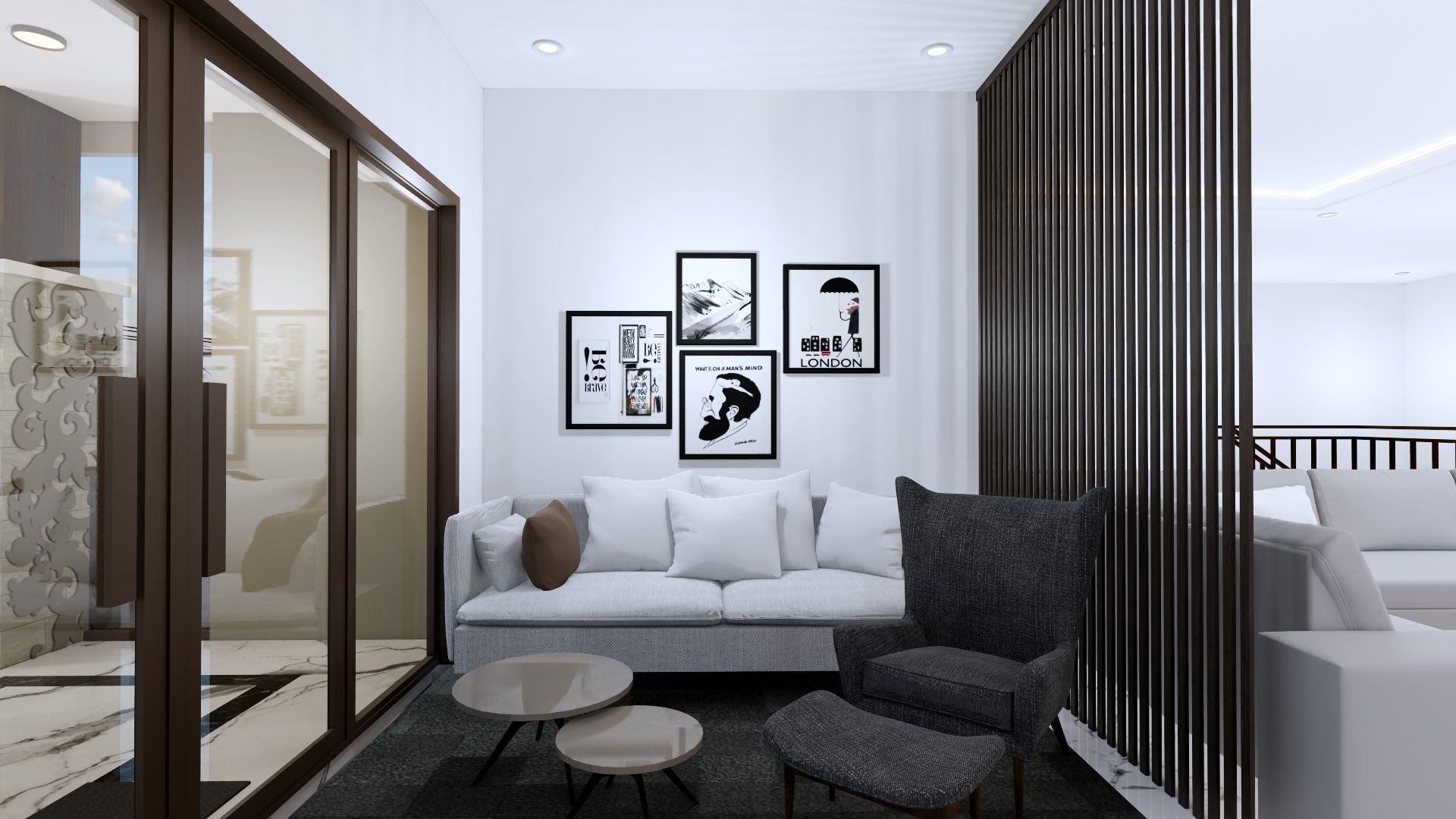 Luxury 2 floor House design with wooden House for reception 3D model_137