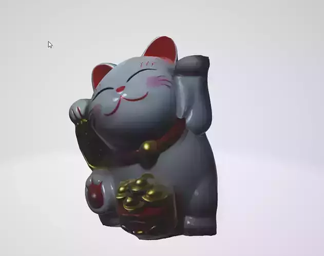 Porcelain Lucky Cat 3D Asset Low-poly 3D model
