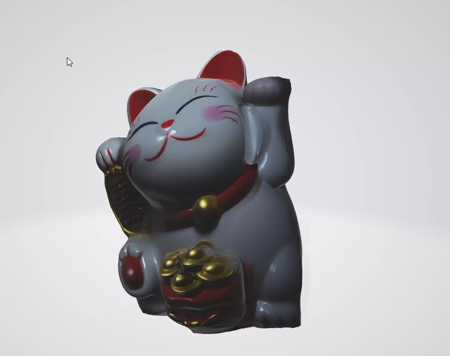Porcelain Lucky Cat 3D Asset Low-poly 3D model_0