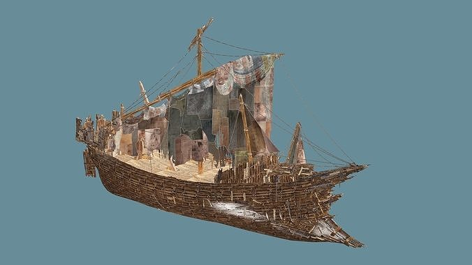 Galeon Ship B Low-Poly Game-Ready 3D model 3D model