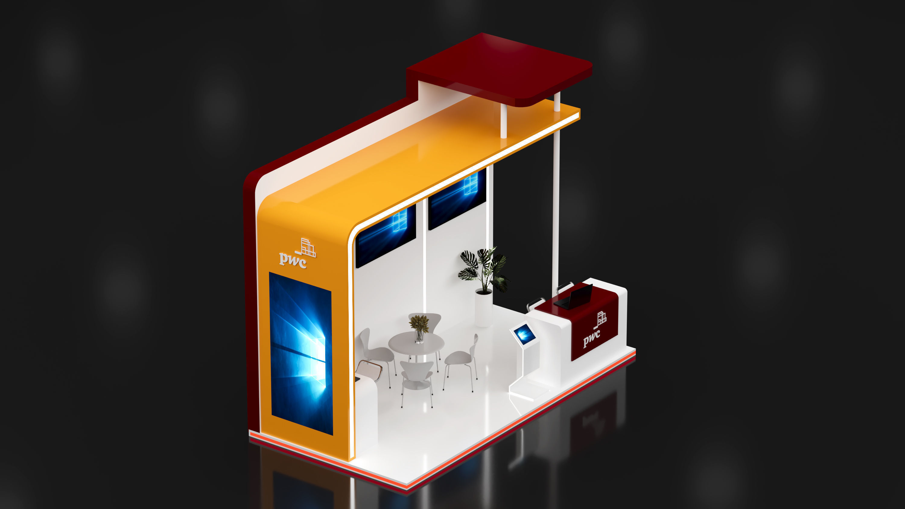 booth 6x3 open 3 side  3D model_4