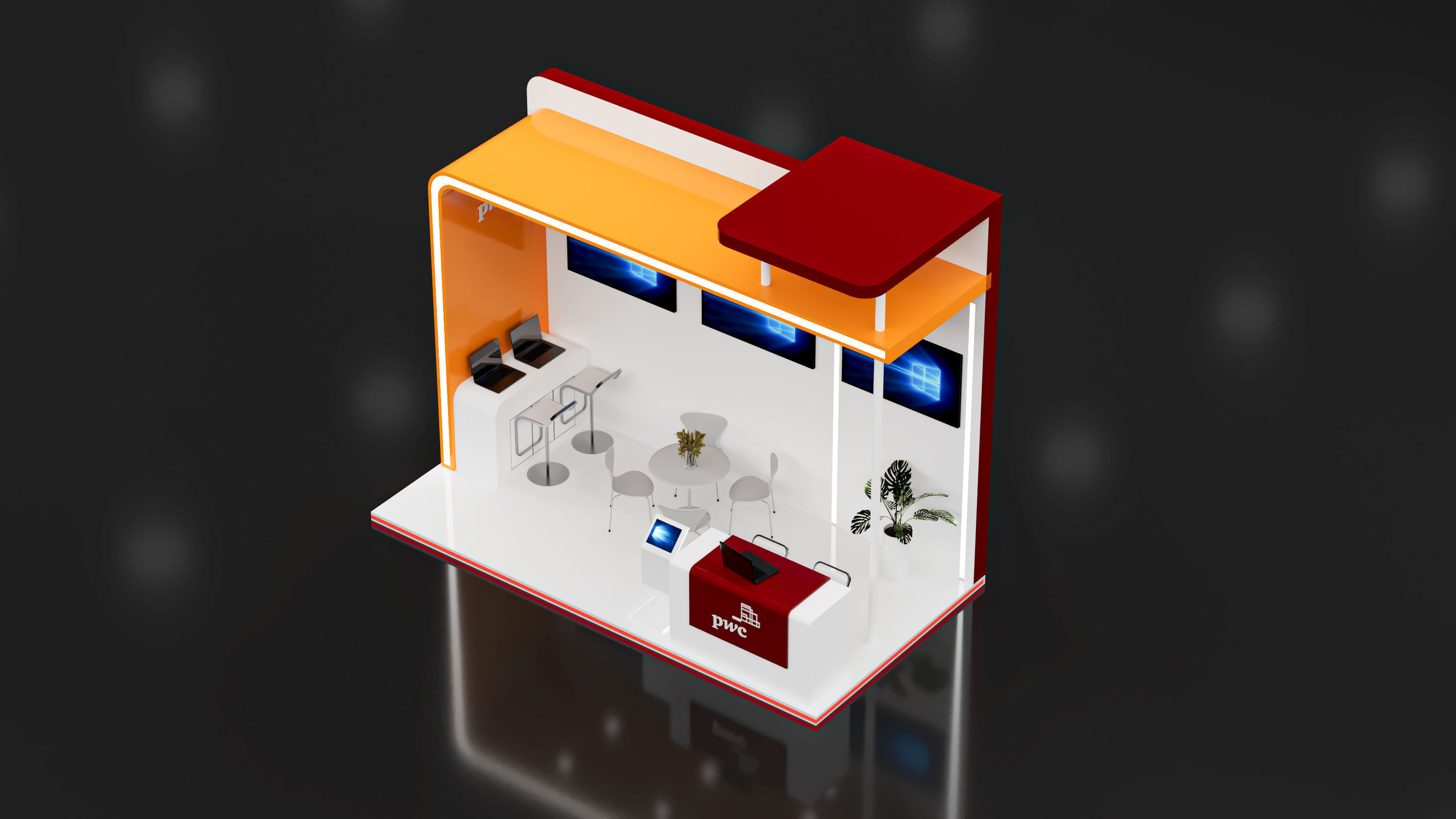 booth 6x3 open 3 side  3D model_3