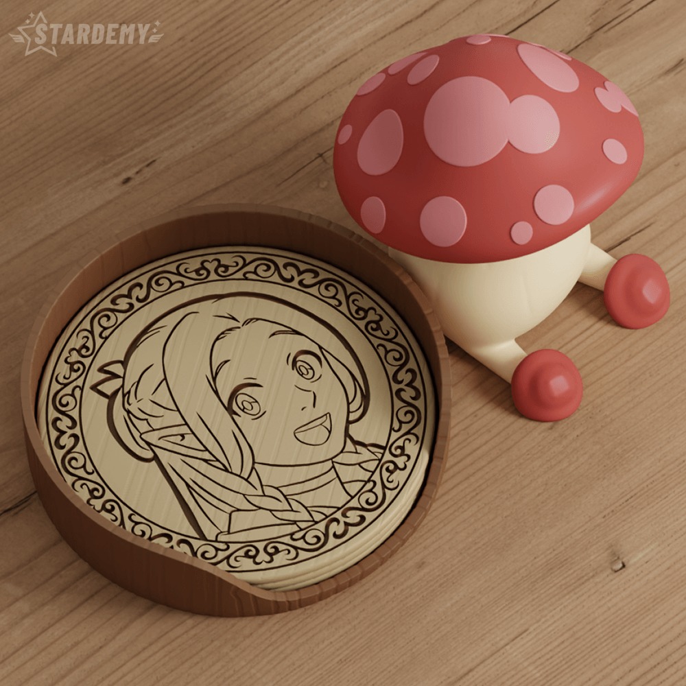 Dungeon Meshi Coaster Set Table Food Drink Mushroom 3D print model_4
