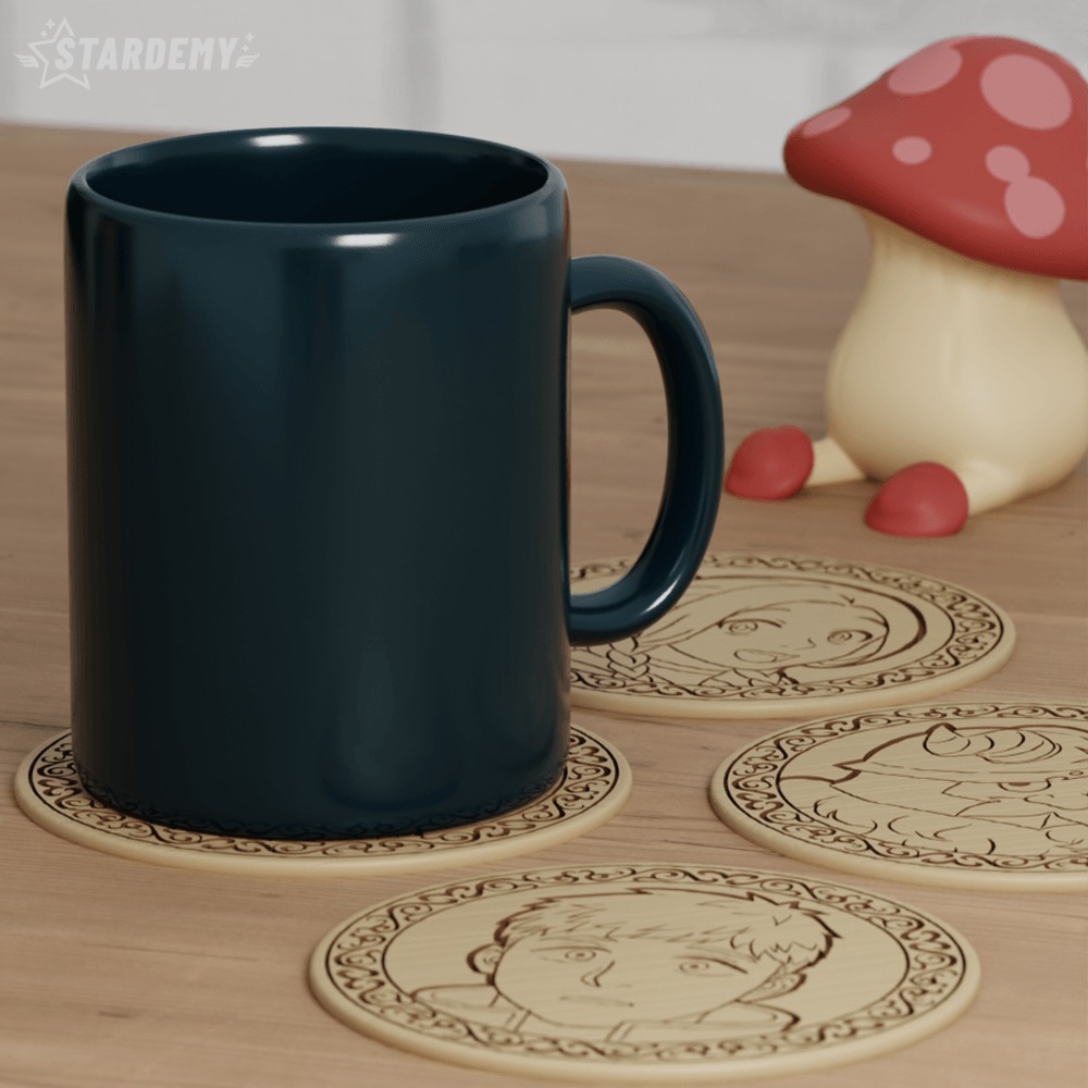 Dungeon Meshi Coaster Set Table Food Drink Mushroom 3D print model_5