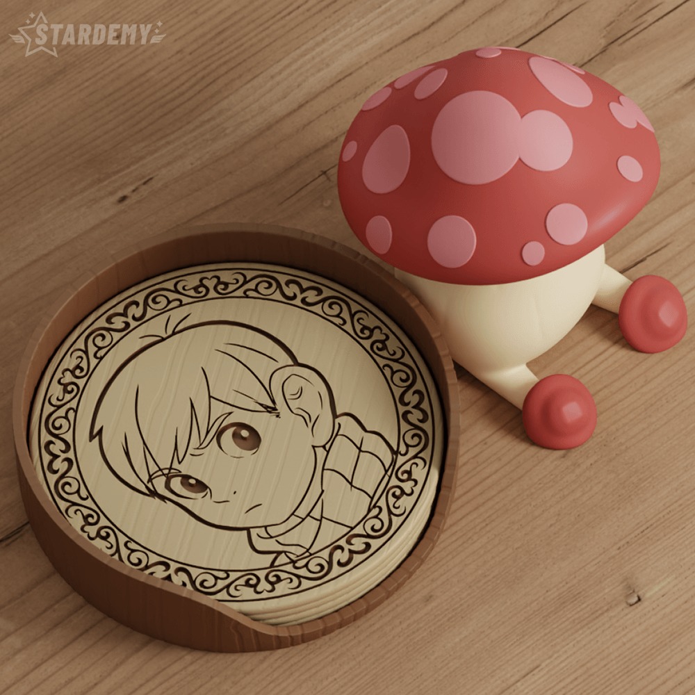 Dungeon Meshi Coaster Set Table Food Drink Mushroom 3D print model_6