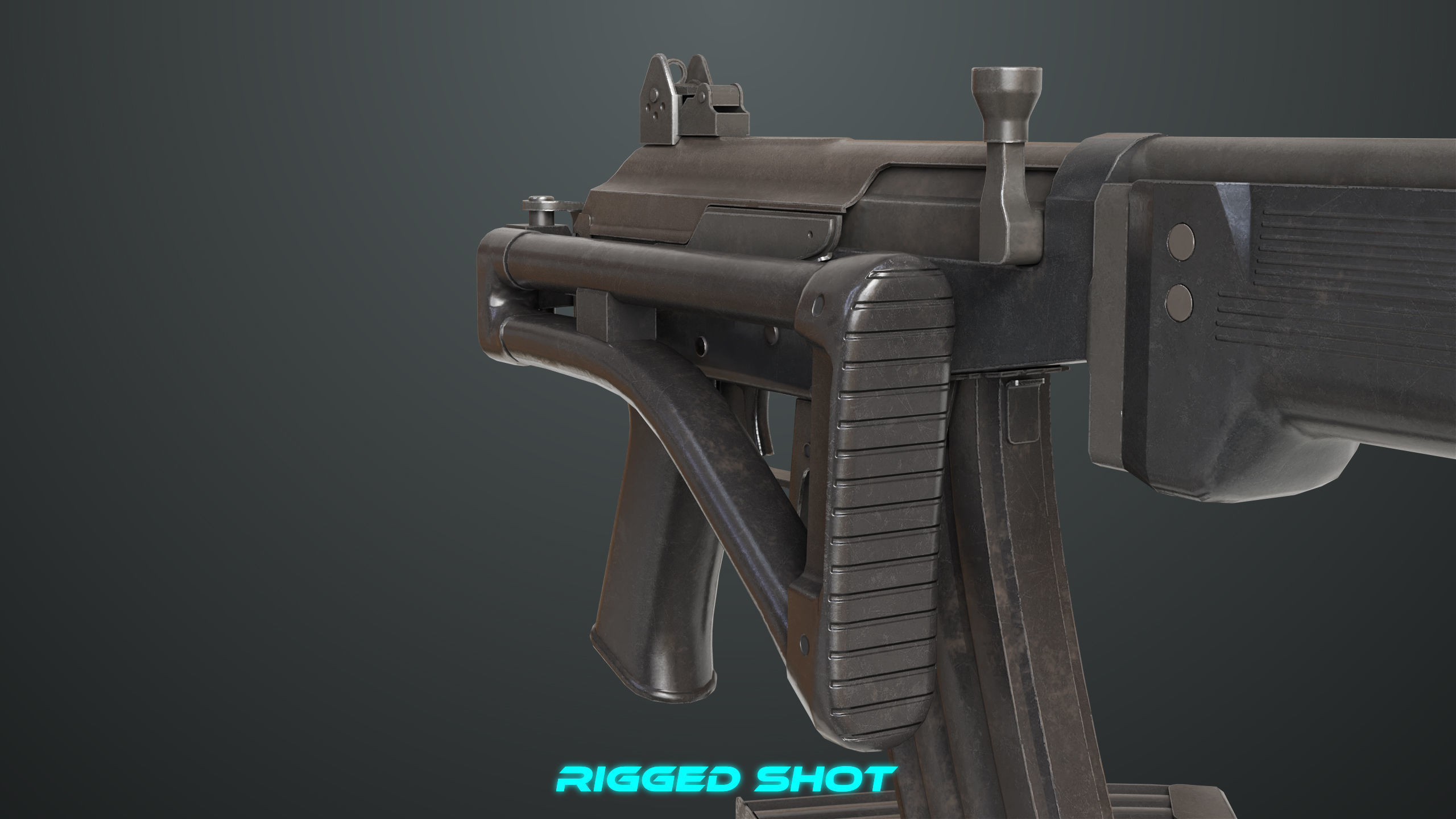 Machine Gun 13 Metal All PBR Unity UE Textures Low-poly 3D model_27