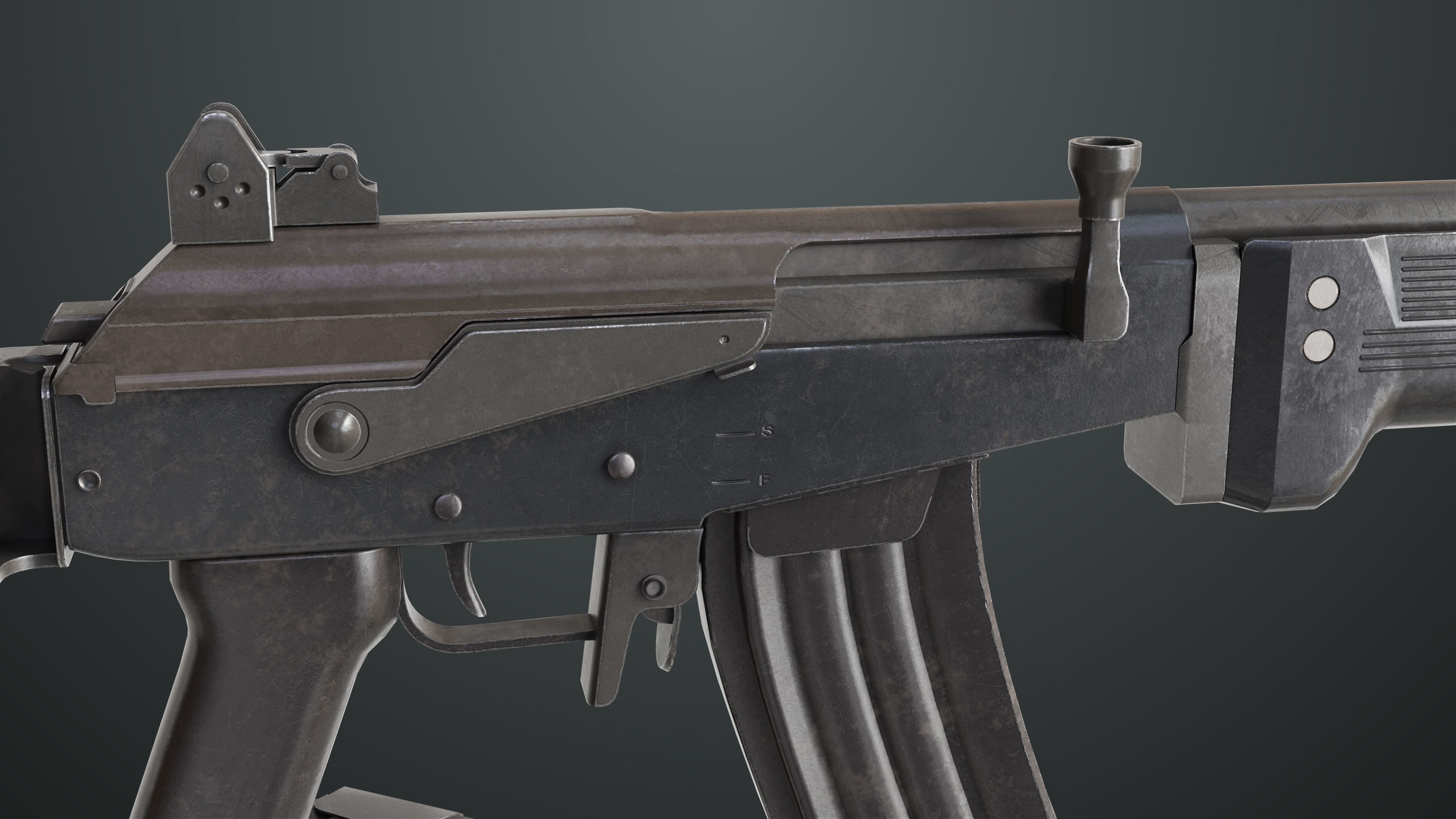 Machine Gun 13 Metal All PBR Unity UE Textures Low-poly 3D model_16