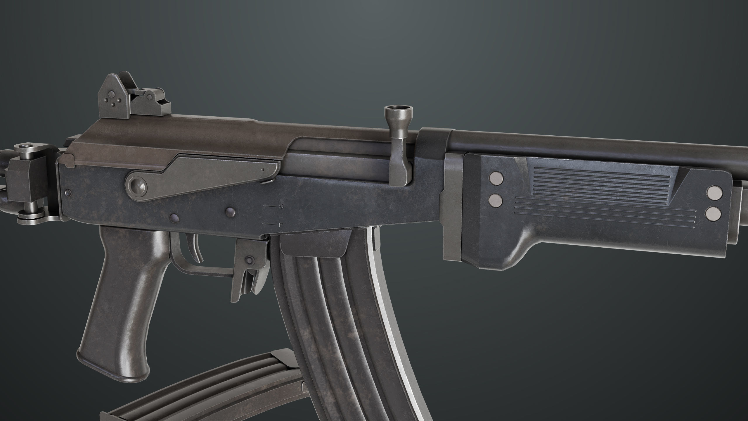 Machine Gun 13 Metal All PBR Unity UE Textures Low-poly 3D model_15