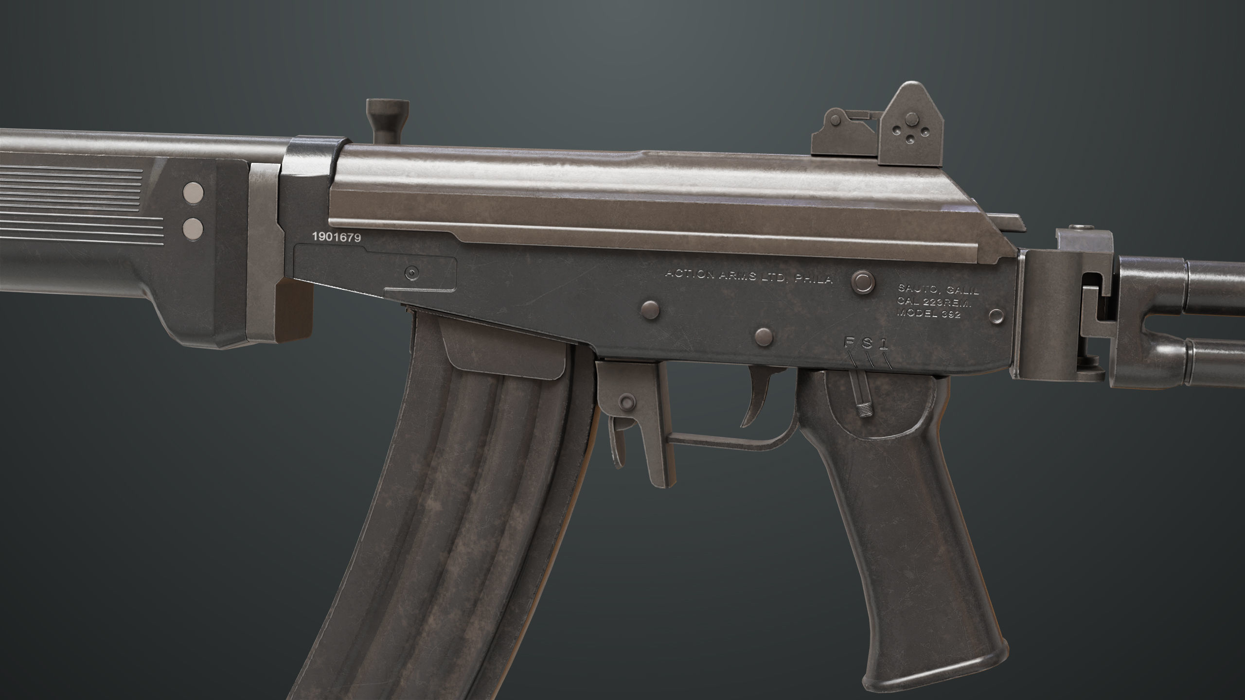 Machine Gun 13 Metal All PBR Unity UE Textures Low-poly 3D model_31