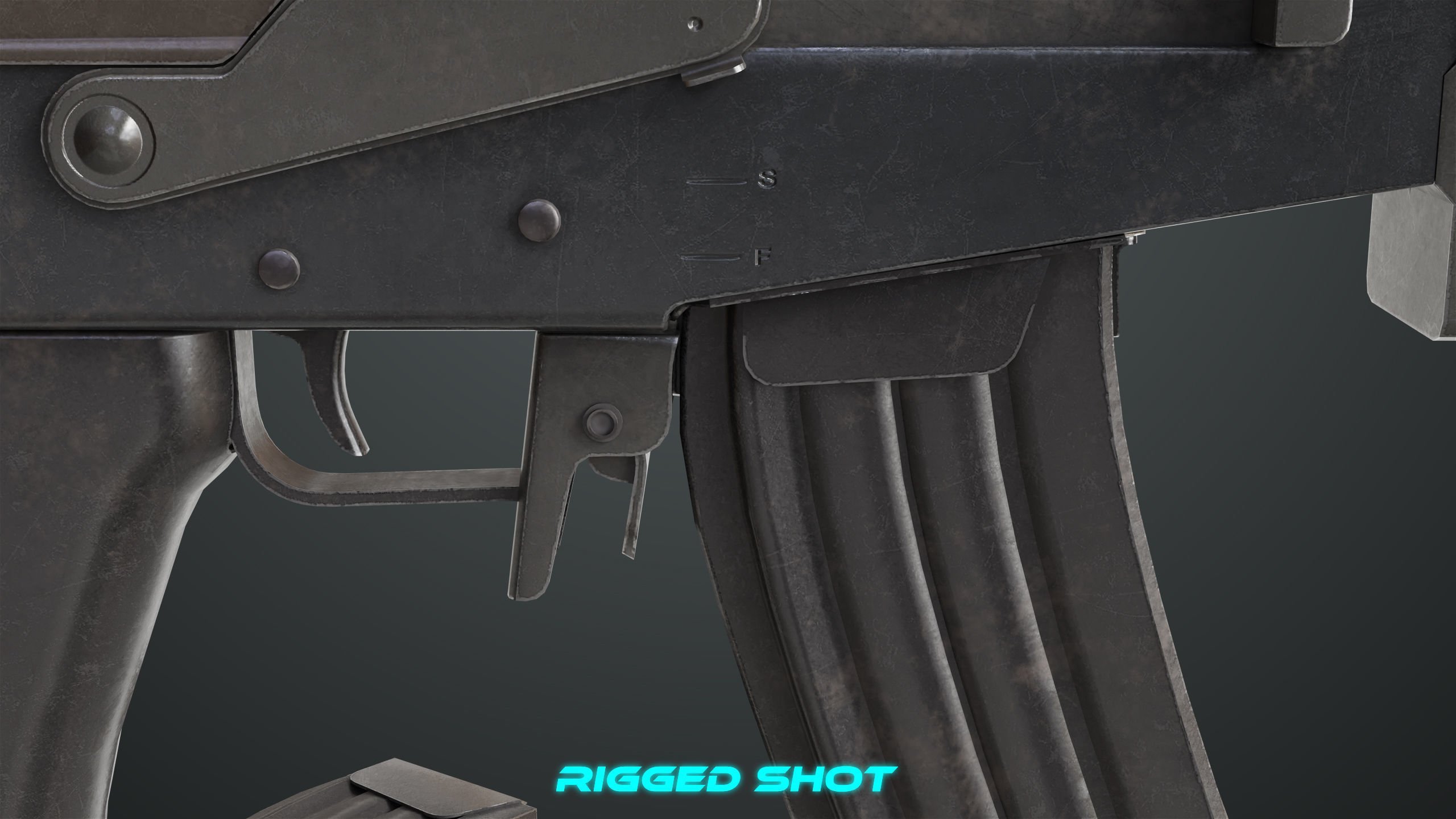 Machine Gun 13 Metal All PBR Unity UE Textures Low-poly 3D model_21