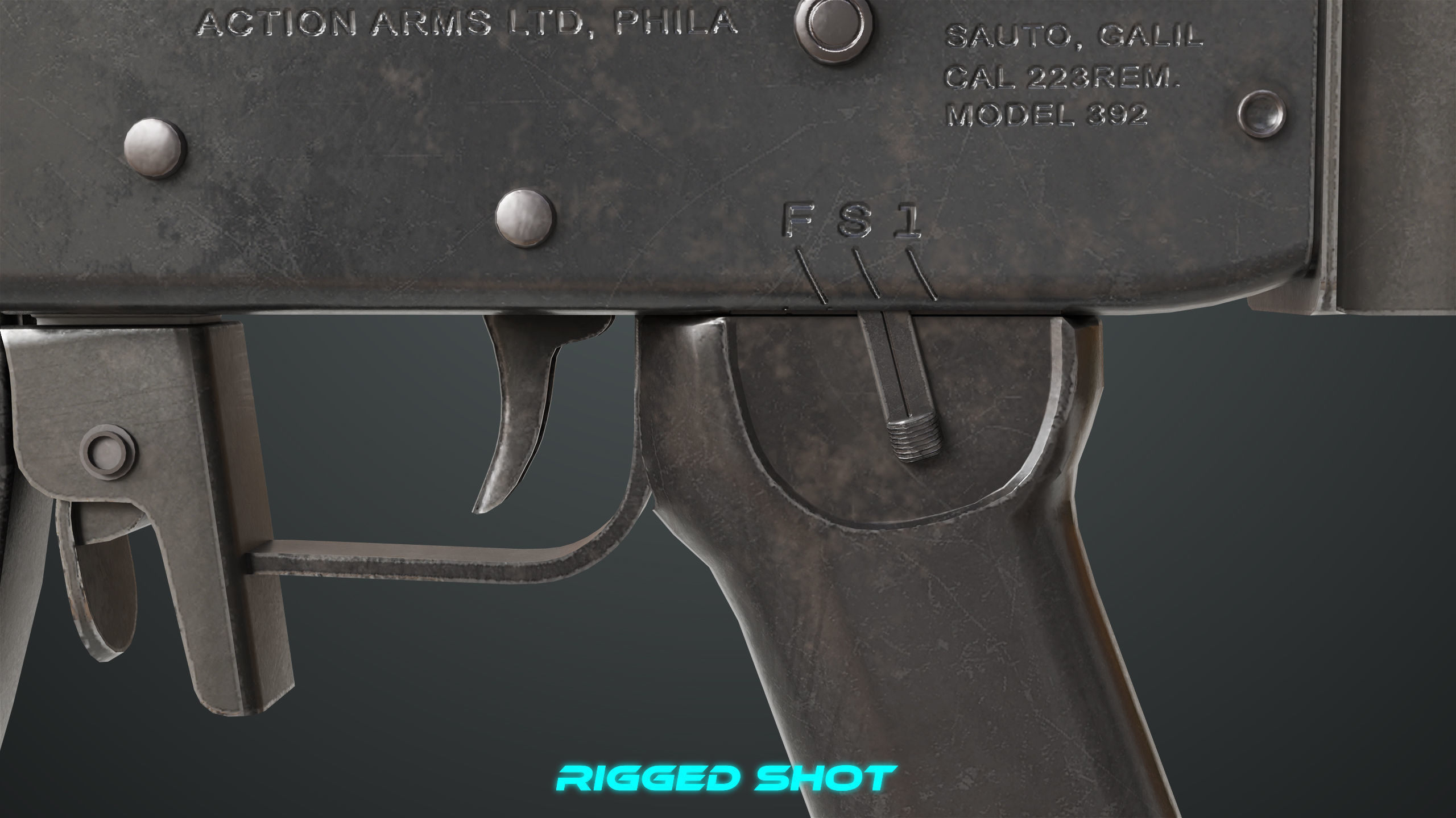 Machine Gun 13 Metal All PBR Unity UE Textures Low-poly 3D model_23