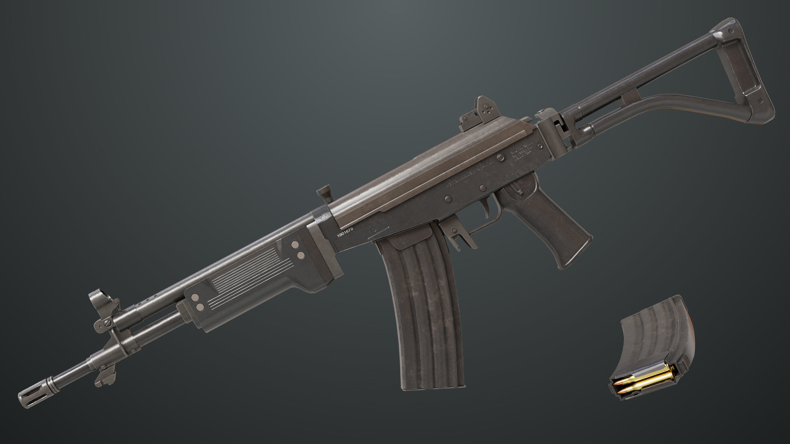 Machine Gun 13 Metal All PBR Unity UE Textures Low-poly 3D model_28