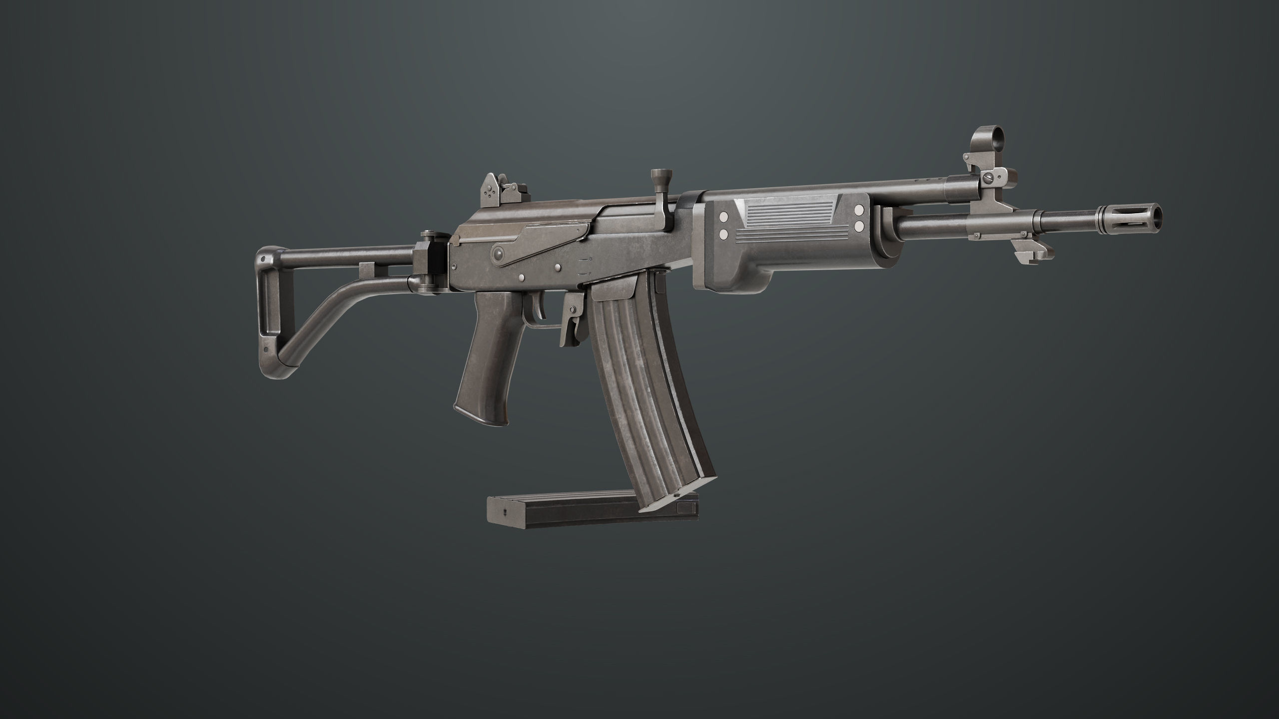 Machine Gun 13 Metal All PBR Unity UE Textures Low-poly 3D model_8