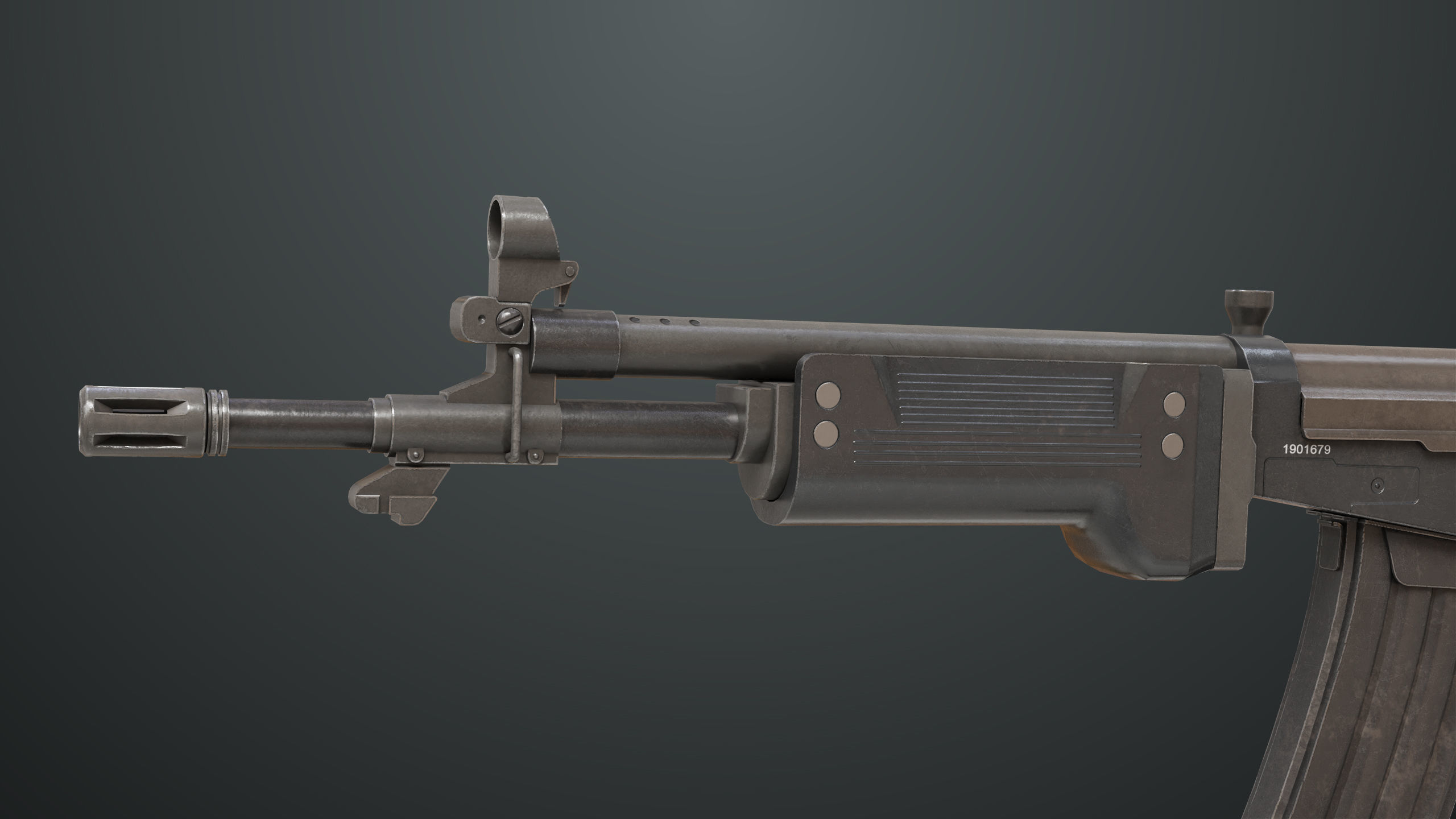 Machine Gun 13 Metal All PBR Unity UE Textures Low-poly 3D model_30