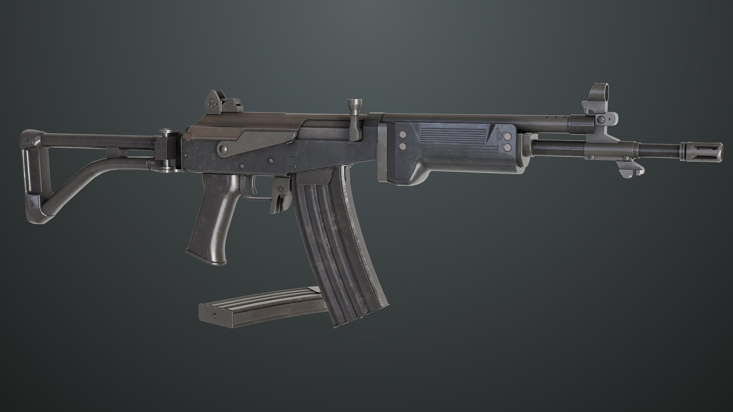 Machine Gun 13 Metal All PBR Unity UE Textures Low-poly 3D model_12