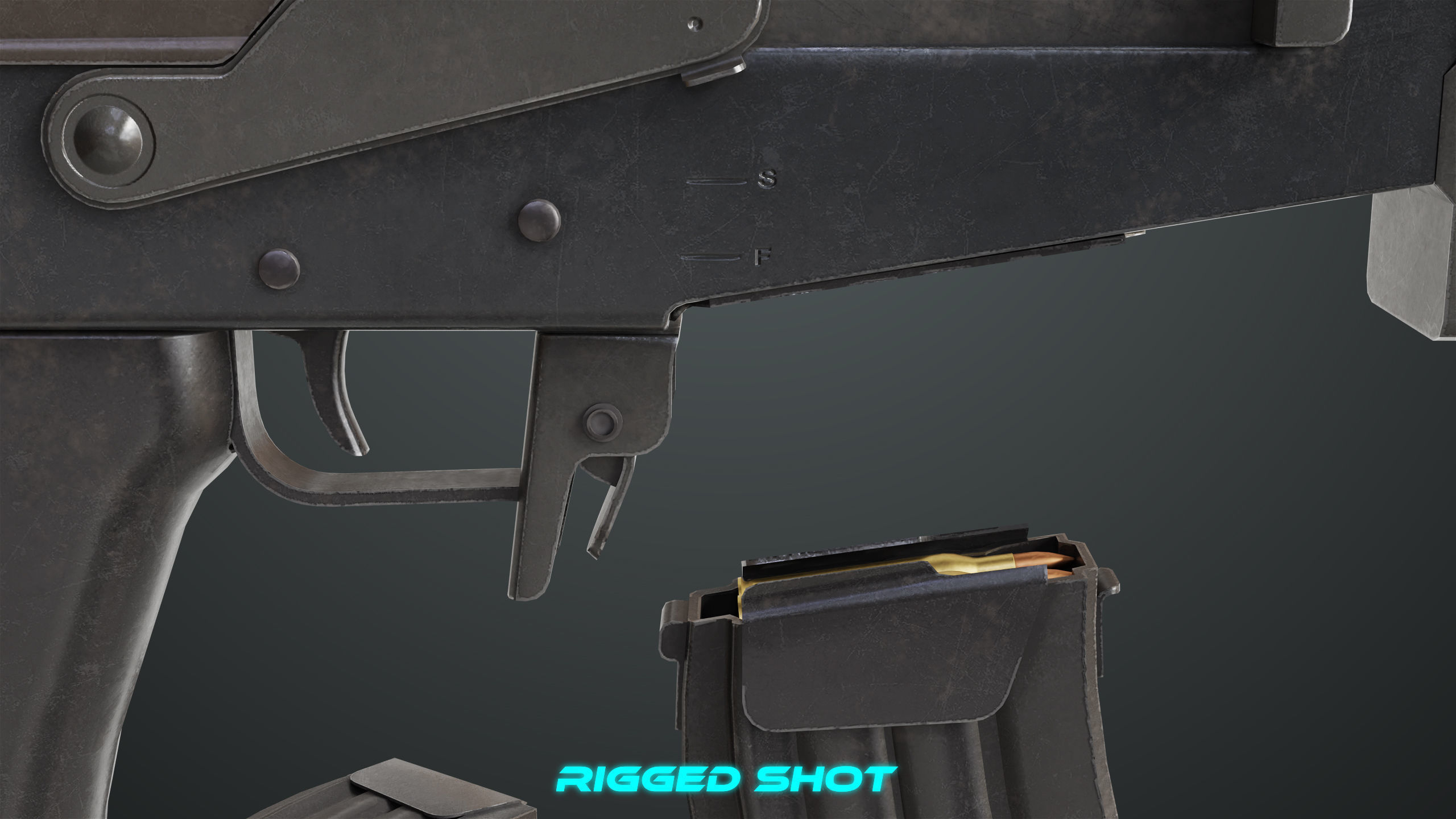 Machine Gun 13 Metal All PBR Unity UE Textures Low-poly 3D model_6