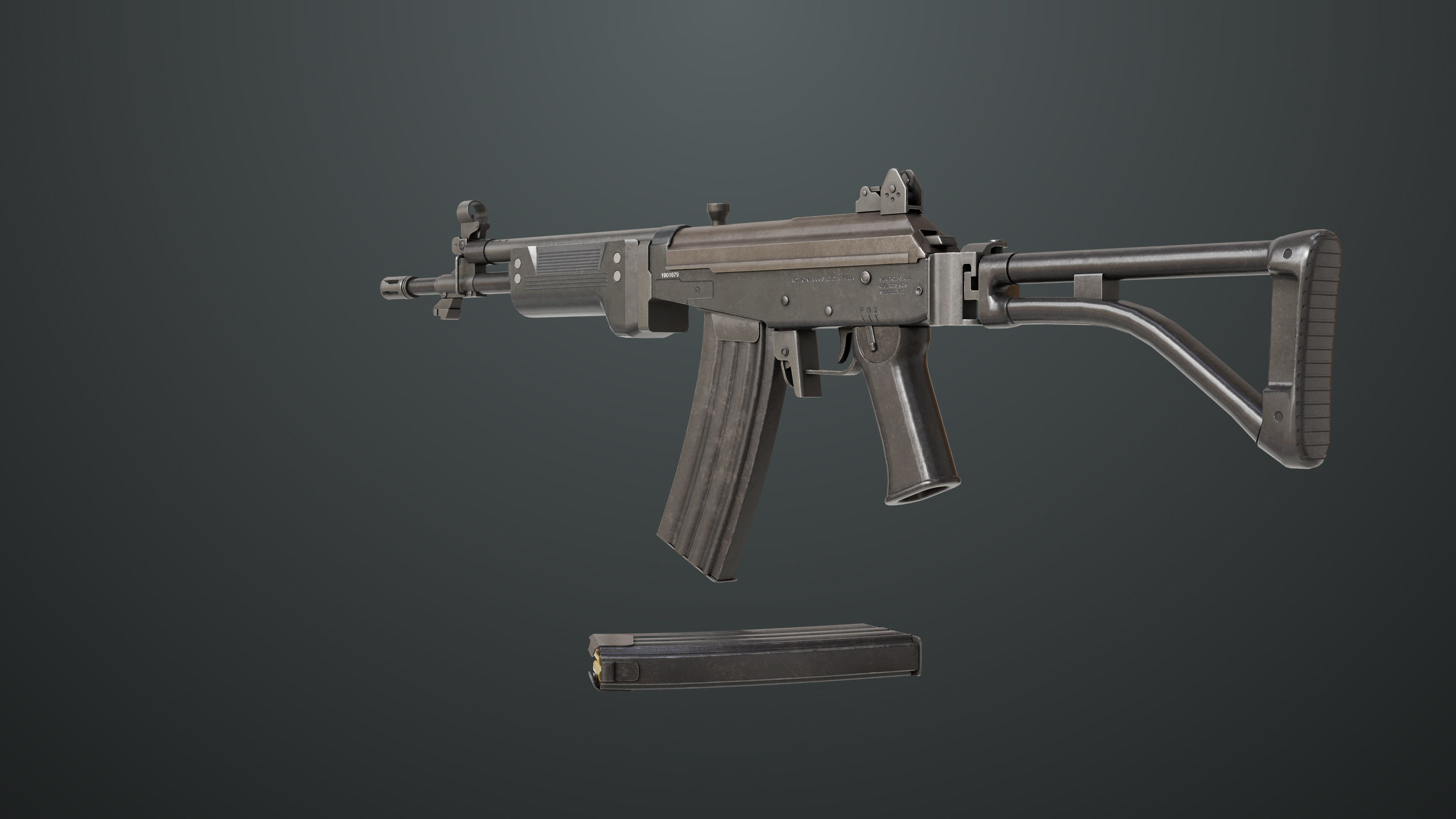 Machine Gun 13 Metal All PBR Unity UE Textures Low-poly 3D model_10