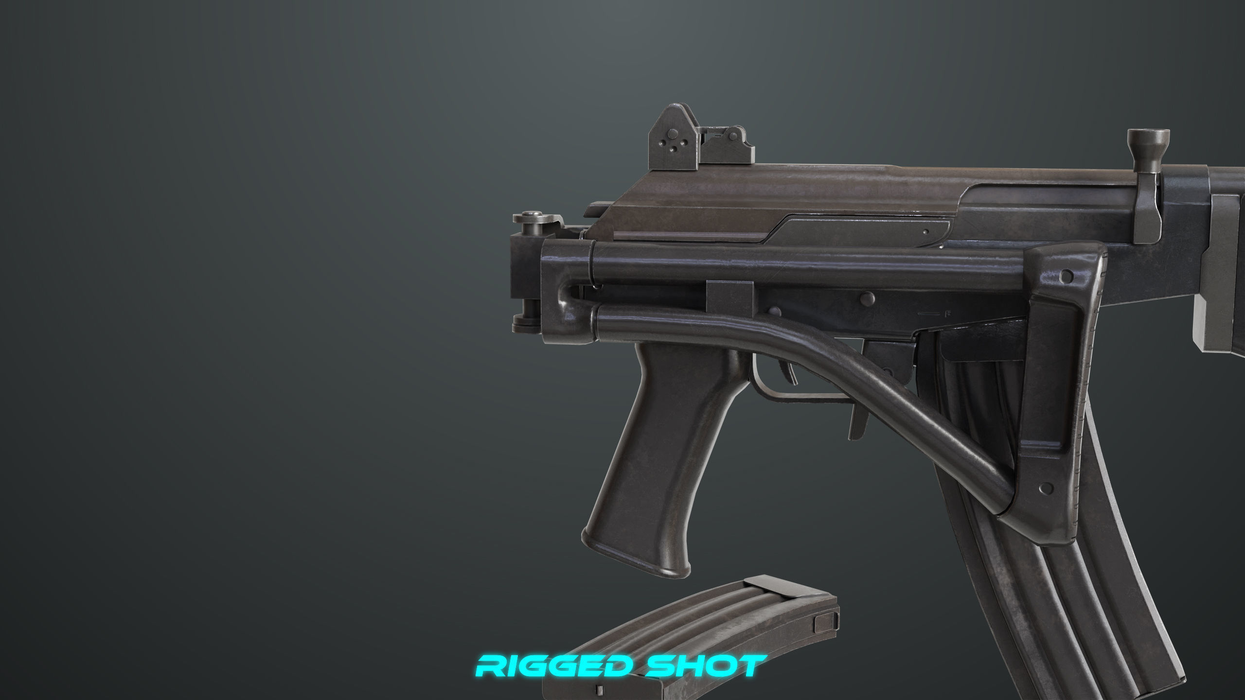 Machine Gun 13 Metal All PBR Unity UE Textures Low-poly 3D model_26