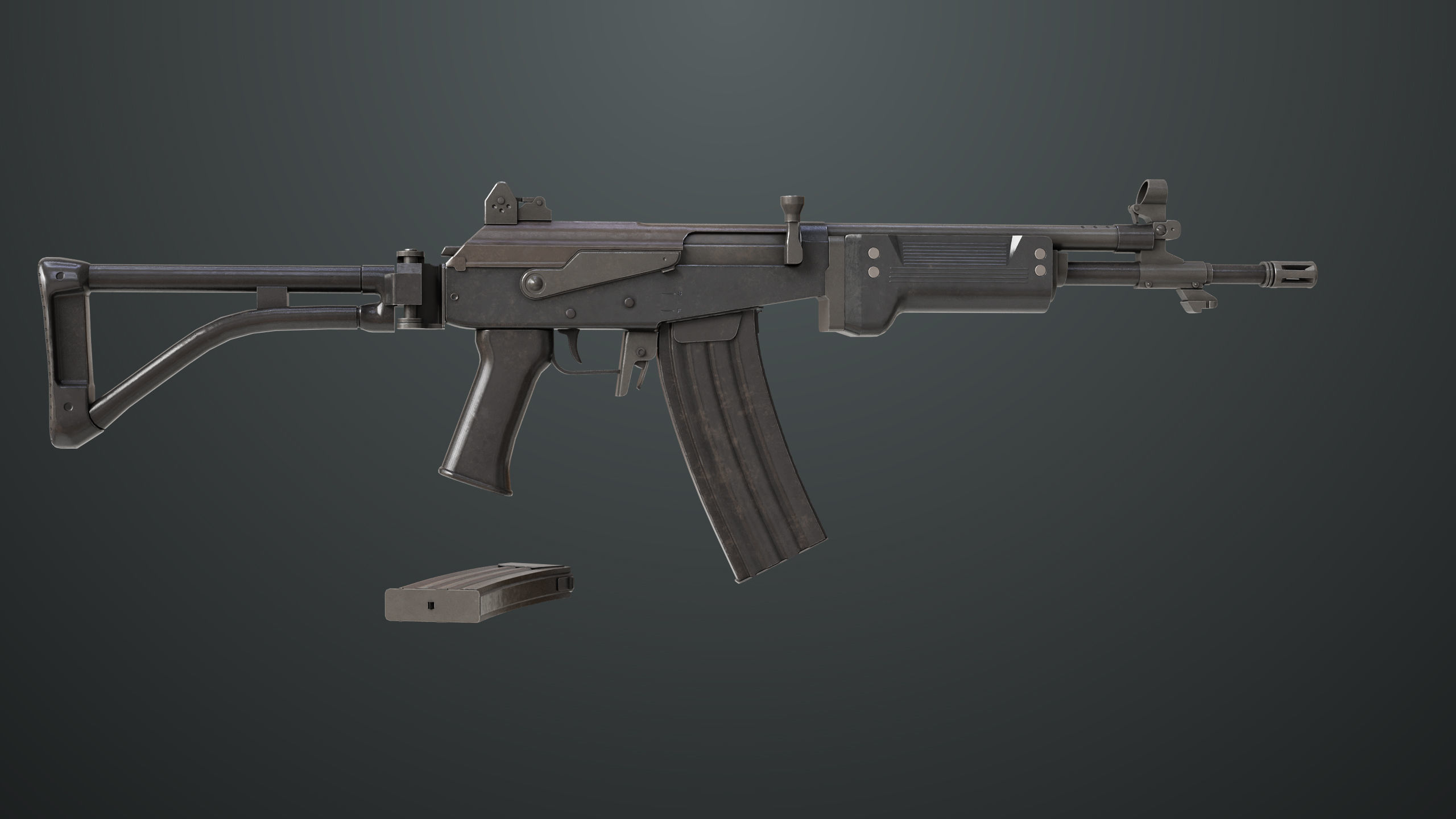 Machine Gun 13 Metal All PBR Unity UE Textures Low-poly 3D model_2