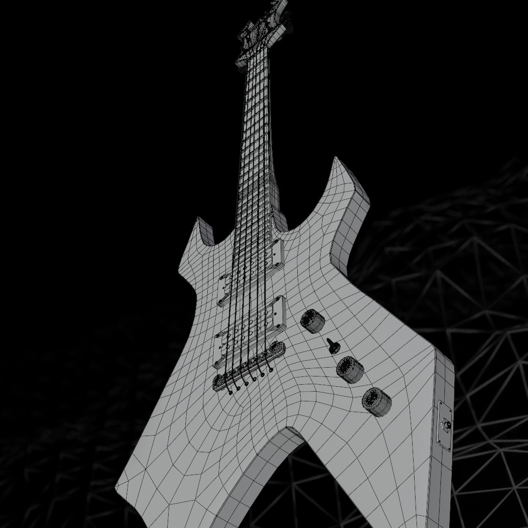 Black Guitar- Bc Rich Kerry King Warlock 3D model_4