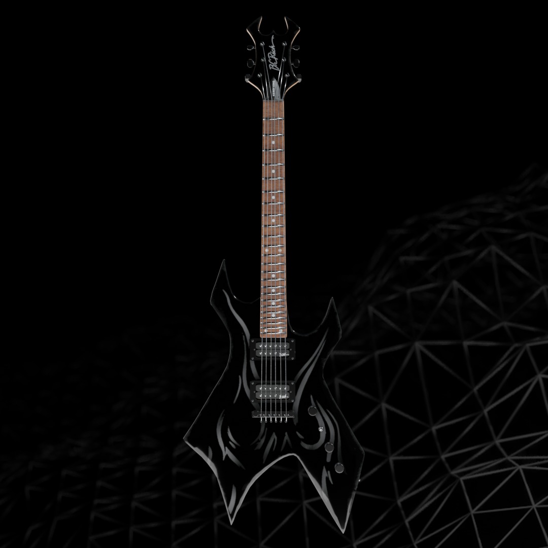 Black Guitar- Bc Rich Kerry King Warlock 3D model_1