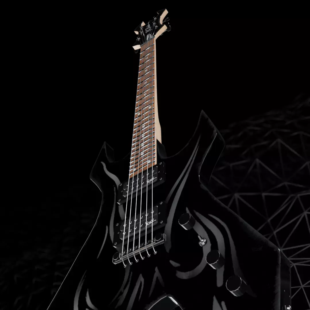 Black Guitar- Bc Rich Kerry King Warlock 3D model_0